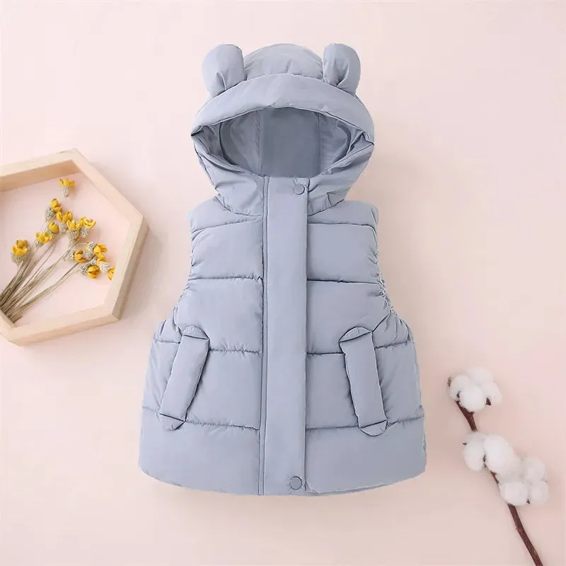1-7Y Toddler Kids Hooded Waistcoats