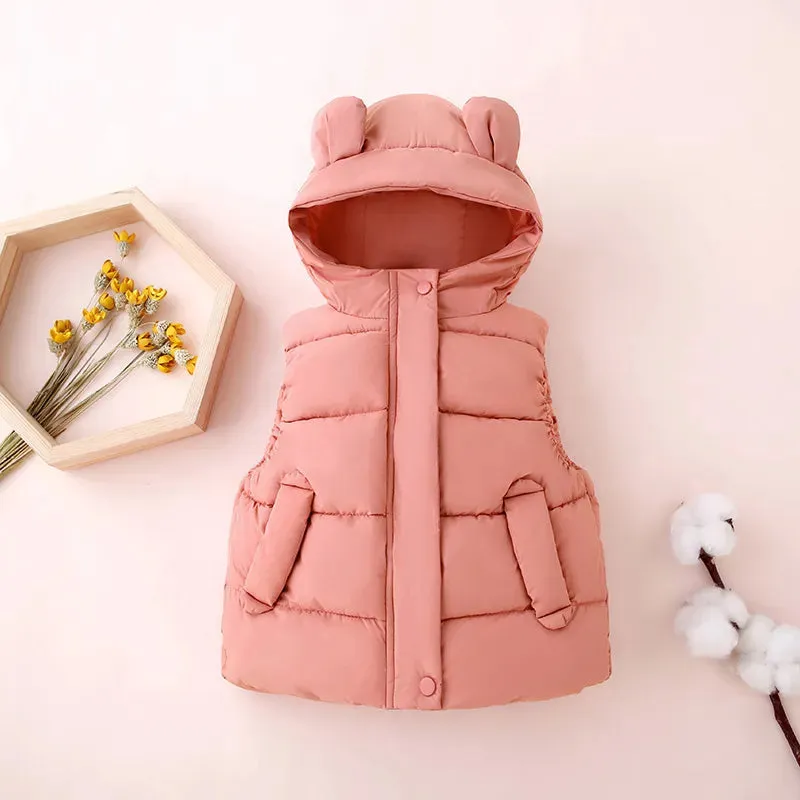 1-7Y Toddler Kids Hooded Waistcoats
