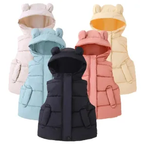 1-7Y Toddler Kids Hooded Waistcoats
