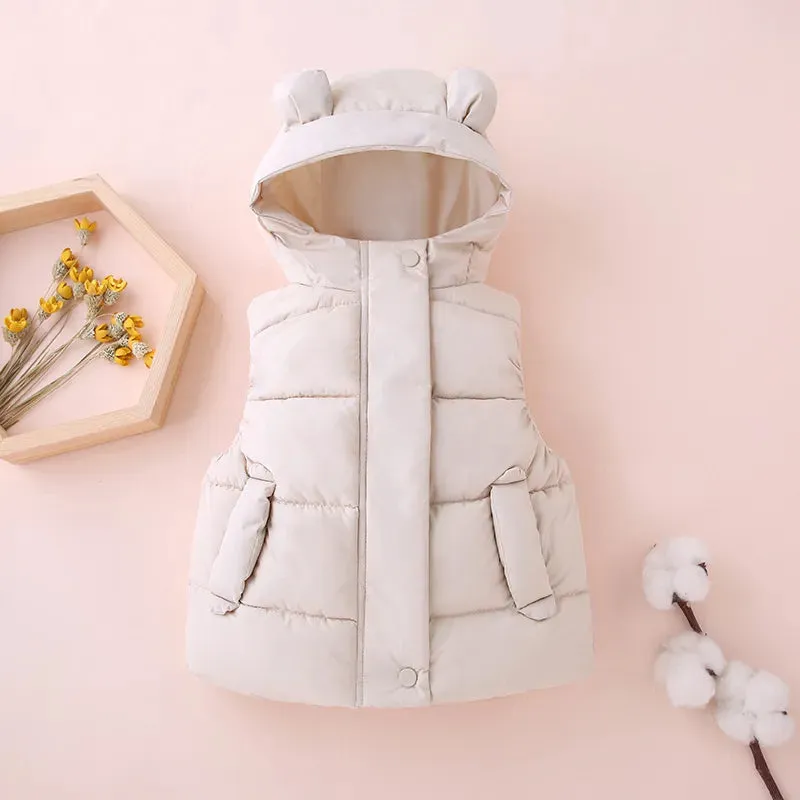 1-7Y Toddler Kids Hooded Waistcoats