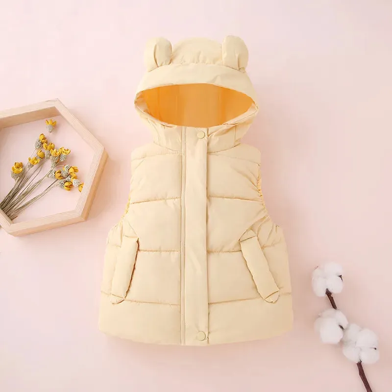 1-7Y Toddler Kids Hooded Waistcoats