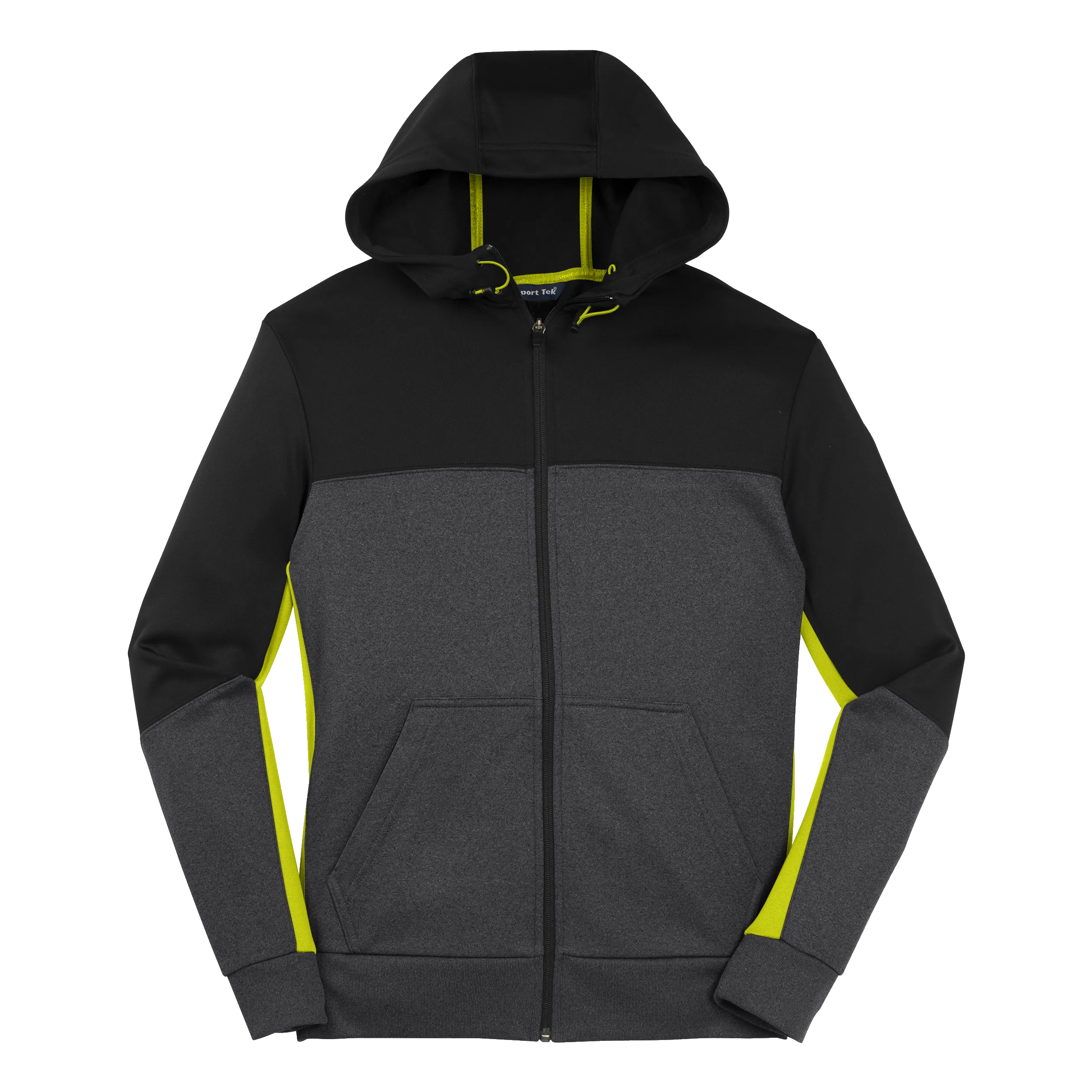 A1550 Mens Tech Fleece Colorblock Full-Zip Hooded Jacket