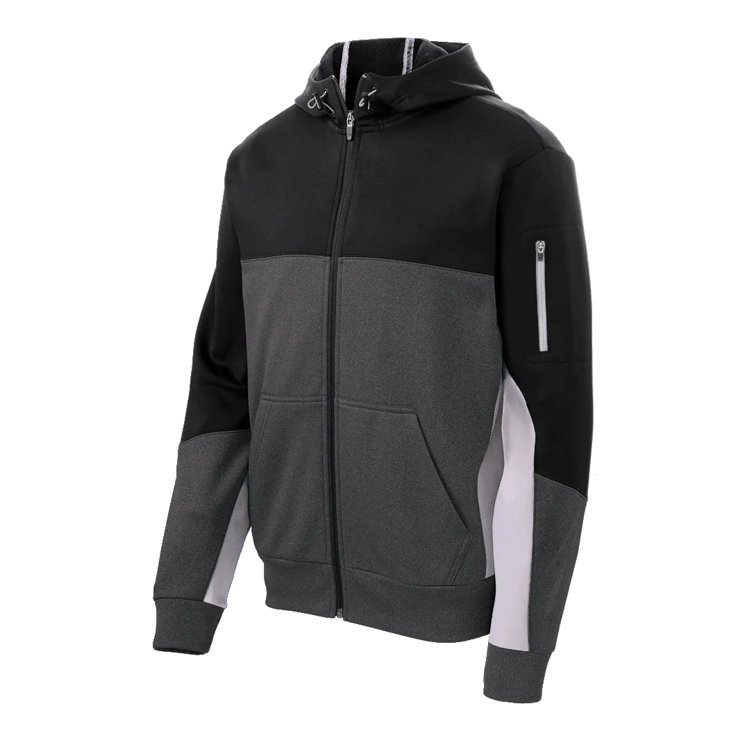 A1550 Mens Tech Fleece Colorblock Full-Zip Hooded Jacket