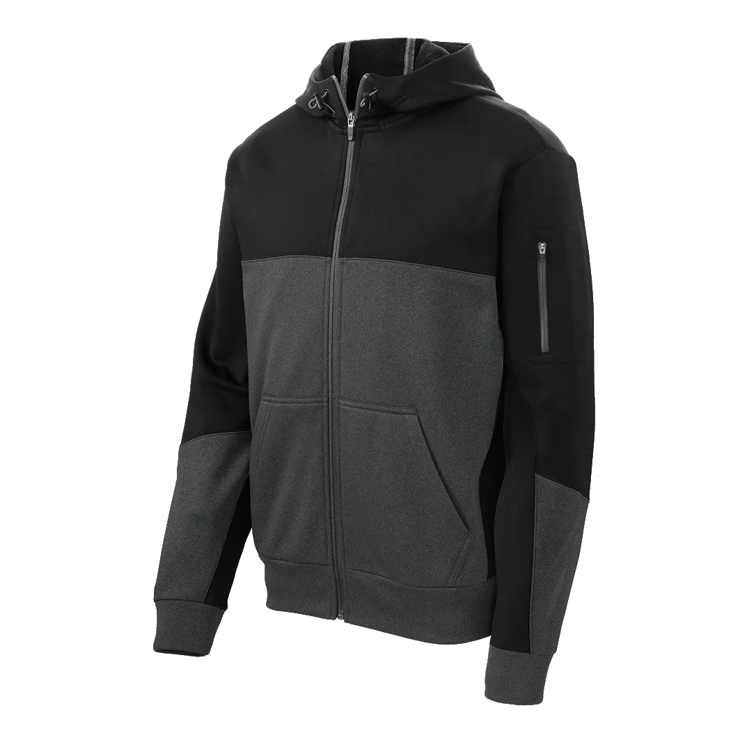 A1550 Mens Tech Fleece Colorblock Full-Zip Hooded Jacket