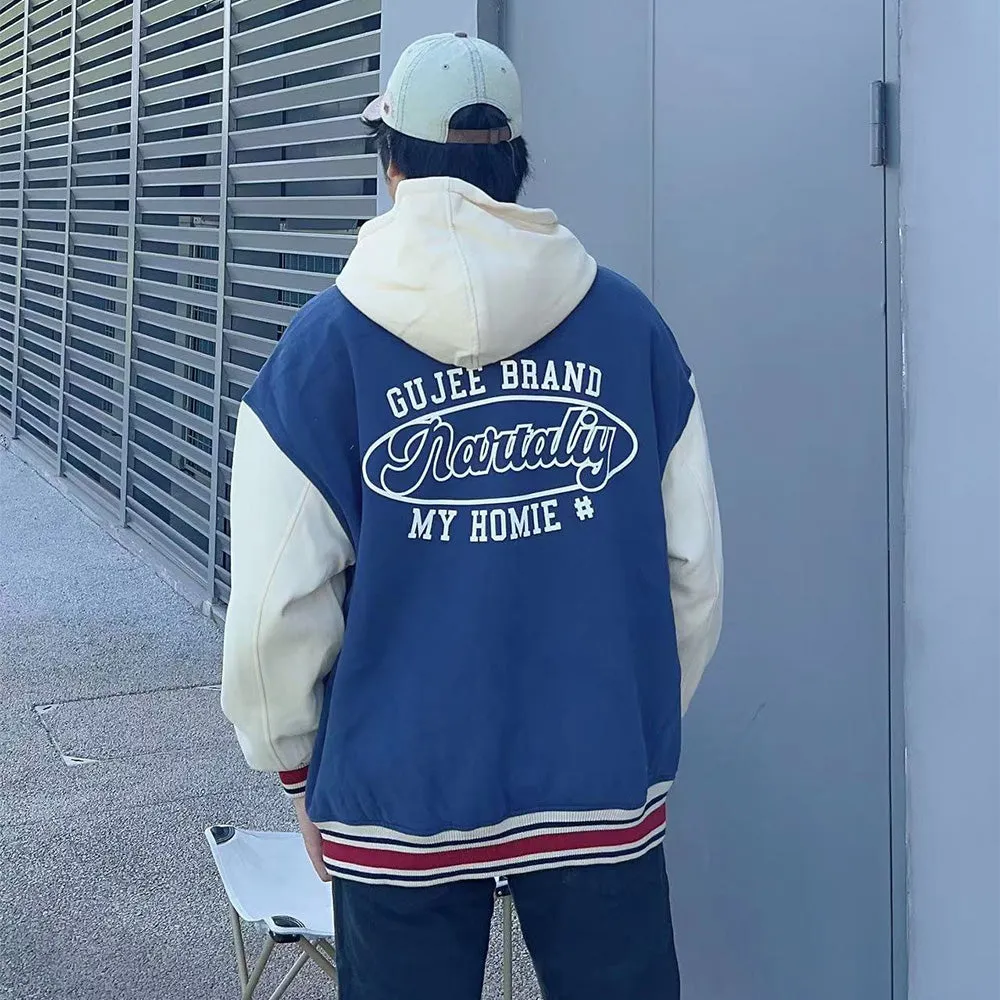 American Style Contrasting Hooded Jacket