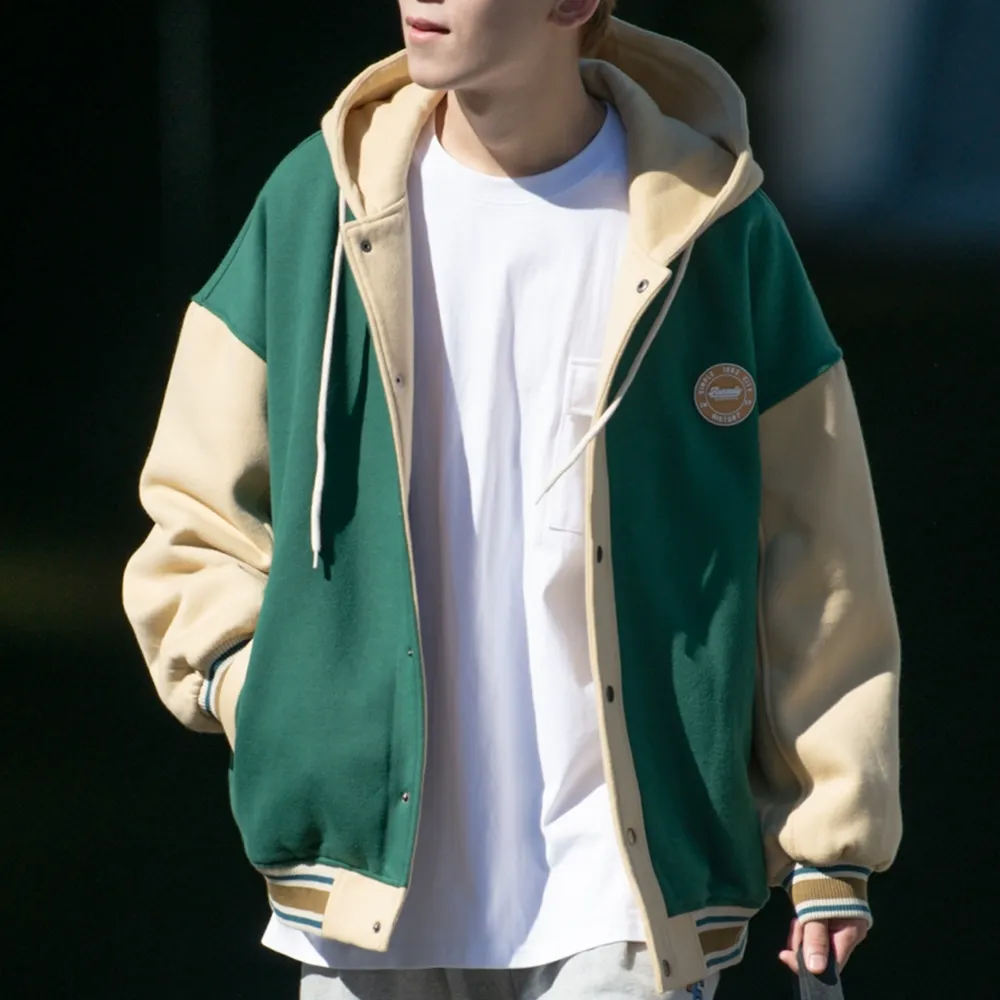 American Style Contrasting Hooded Jacket