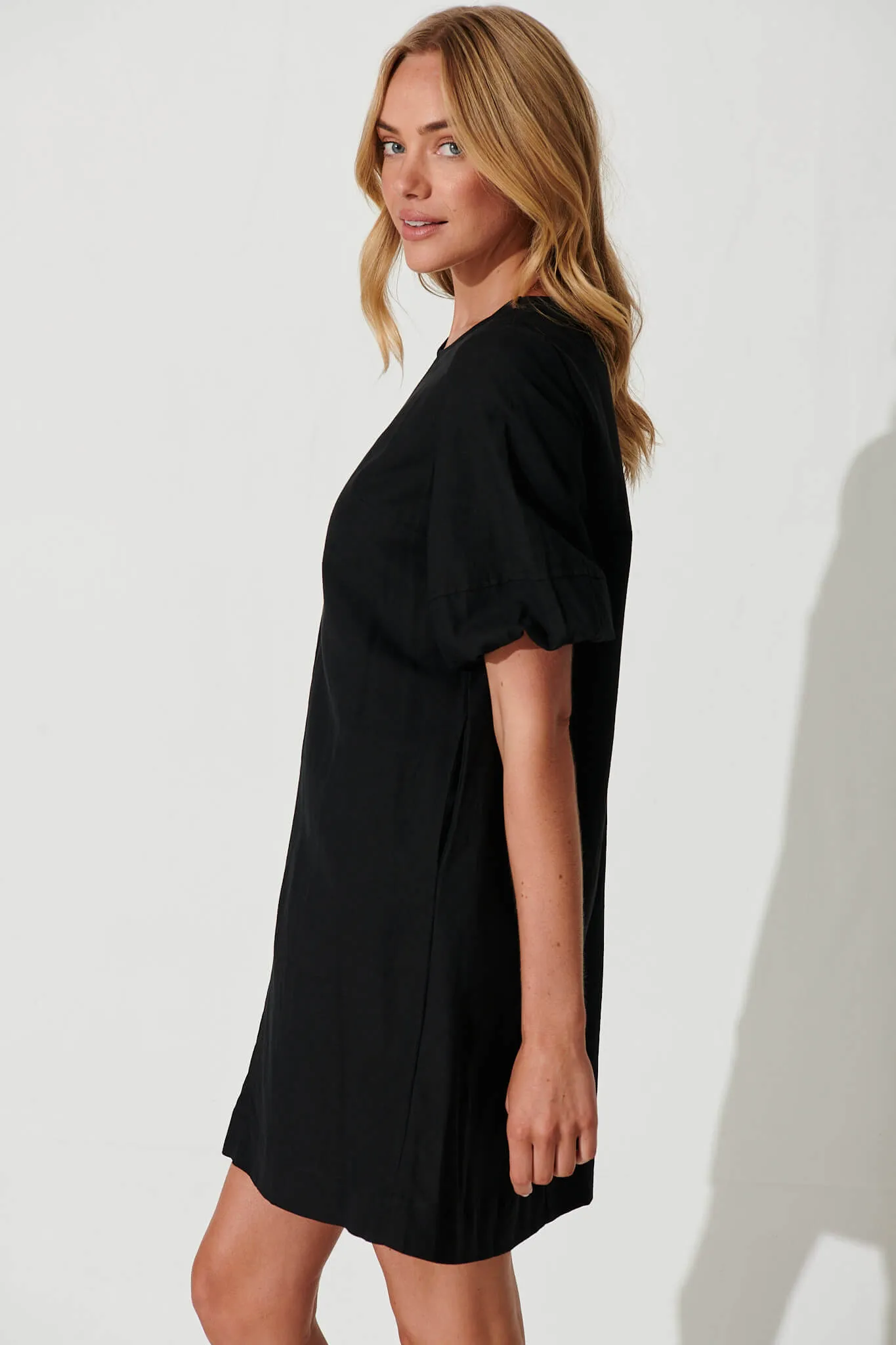 Black Cotton Linen Kyoto Dress