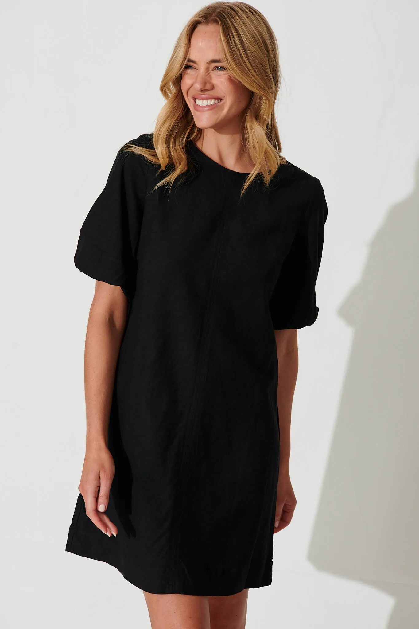 Black Cotton Linen Kyoto Dress