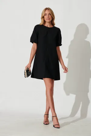 Black Cotton Linen Kyoto Dress