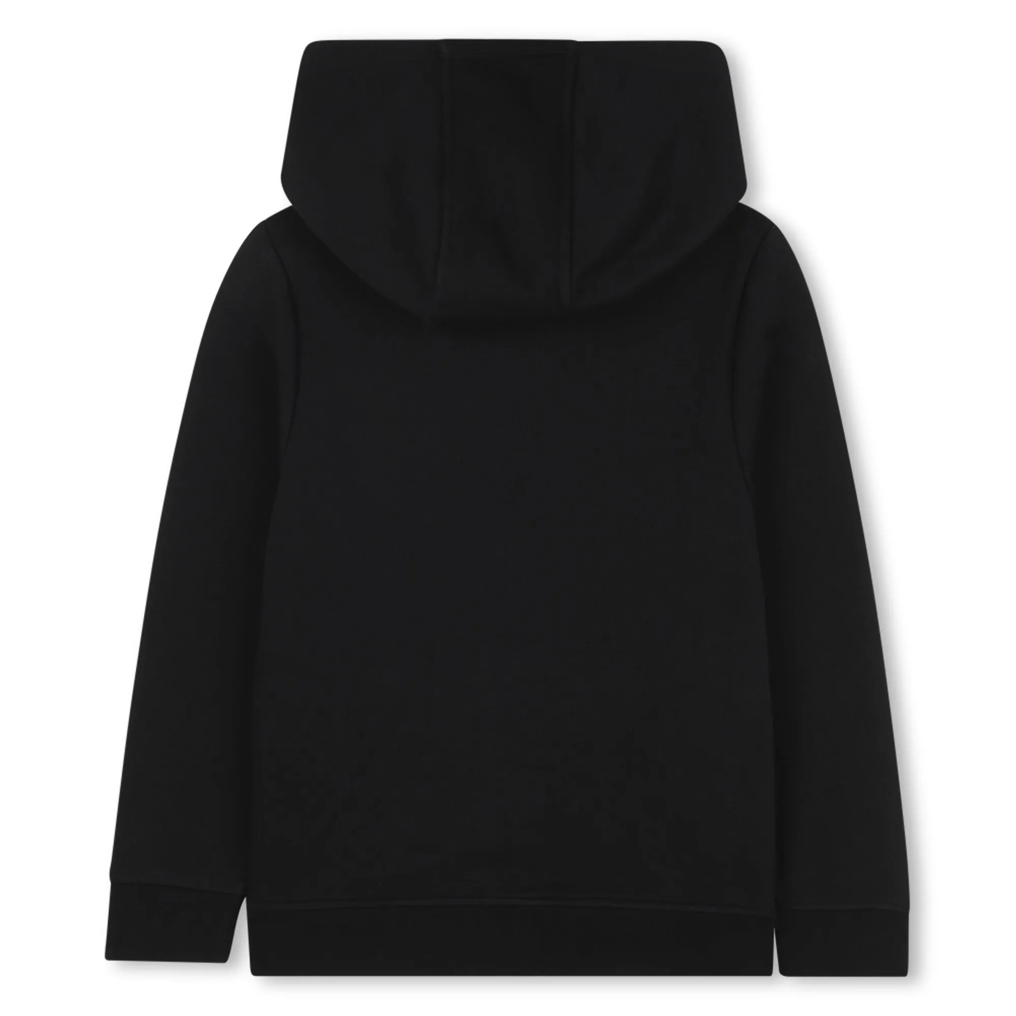 Black Cotton Printed Logo Hooded Cardigan