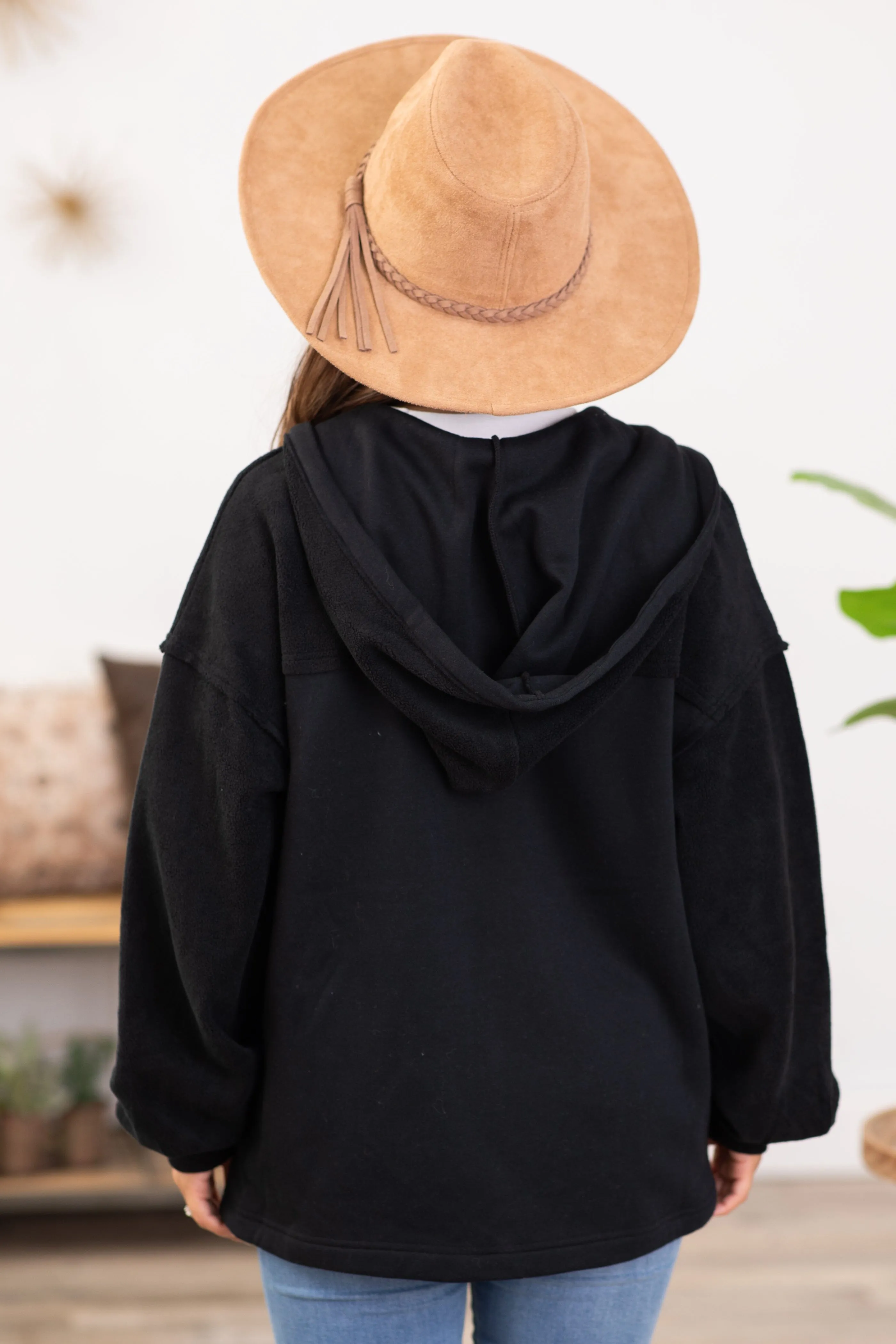 Black Hooded Full Zip Jacket