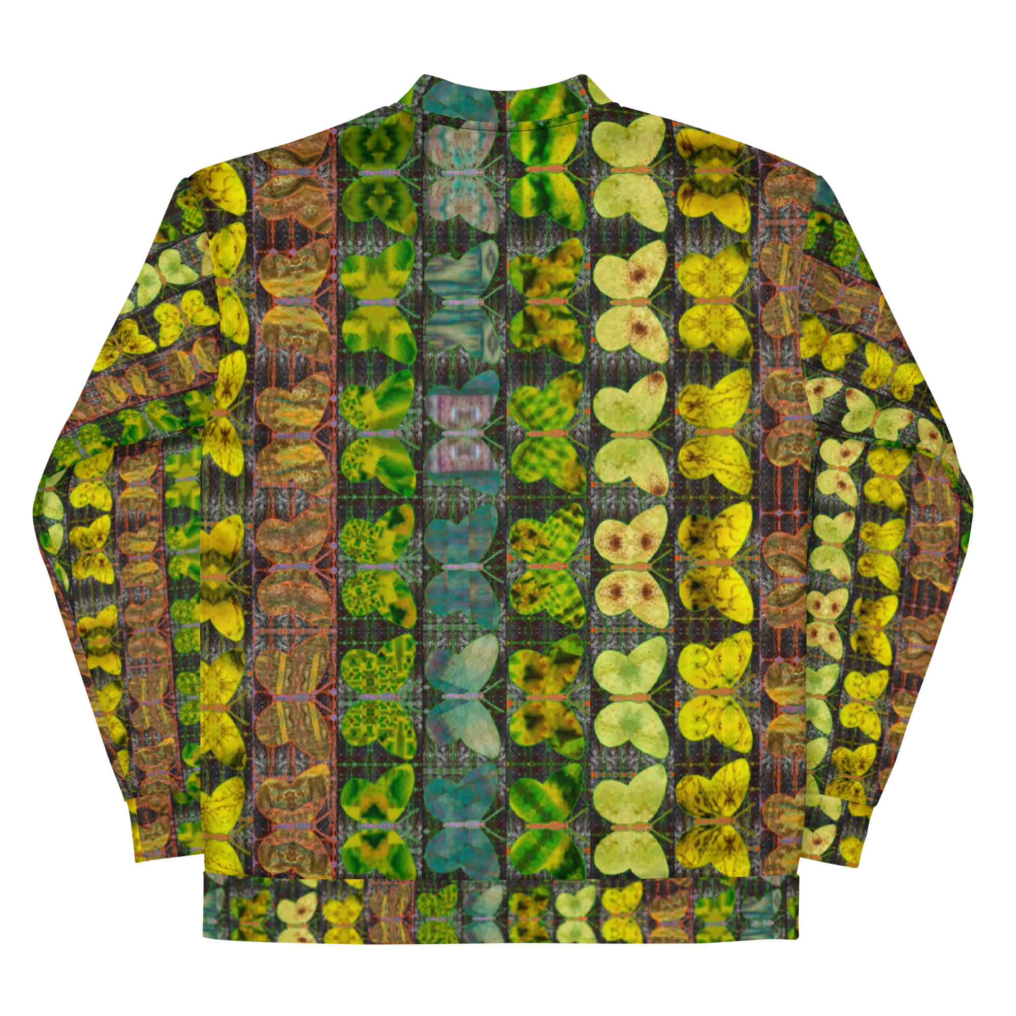 Bomber Jacket (Unisex)(Butterfly Glade Tree Link Pride Stripes) RJSTH@Fabric#1-12 RJSTHw2022 RJS