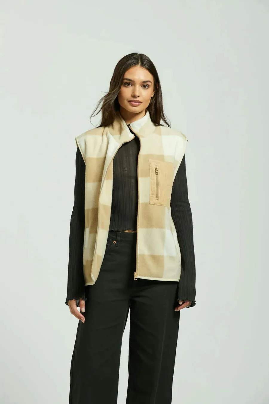Brixton Arctic Fleece Vest SAND