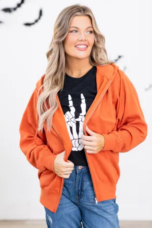 Burnt Orange Boyfriend Fit Full Zip Hoodie