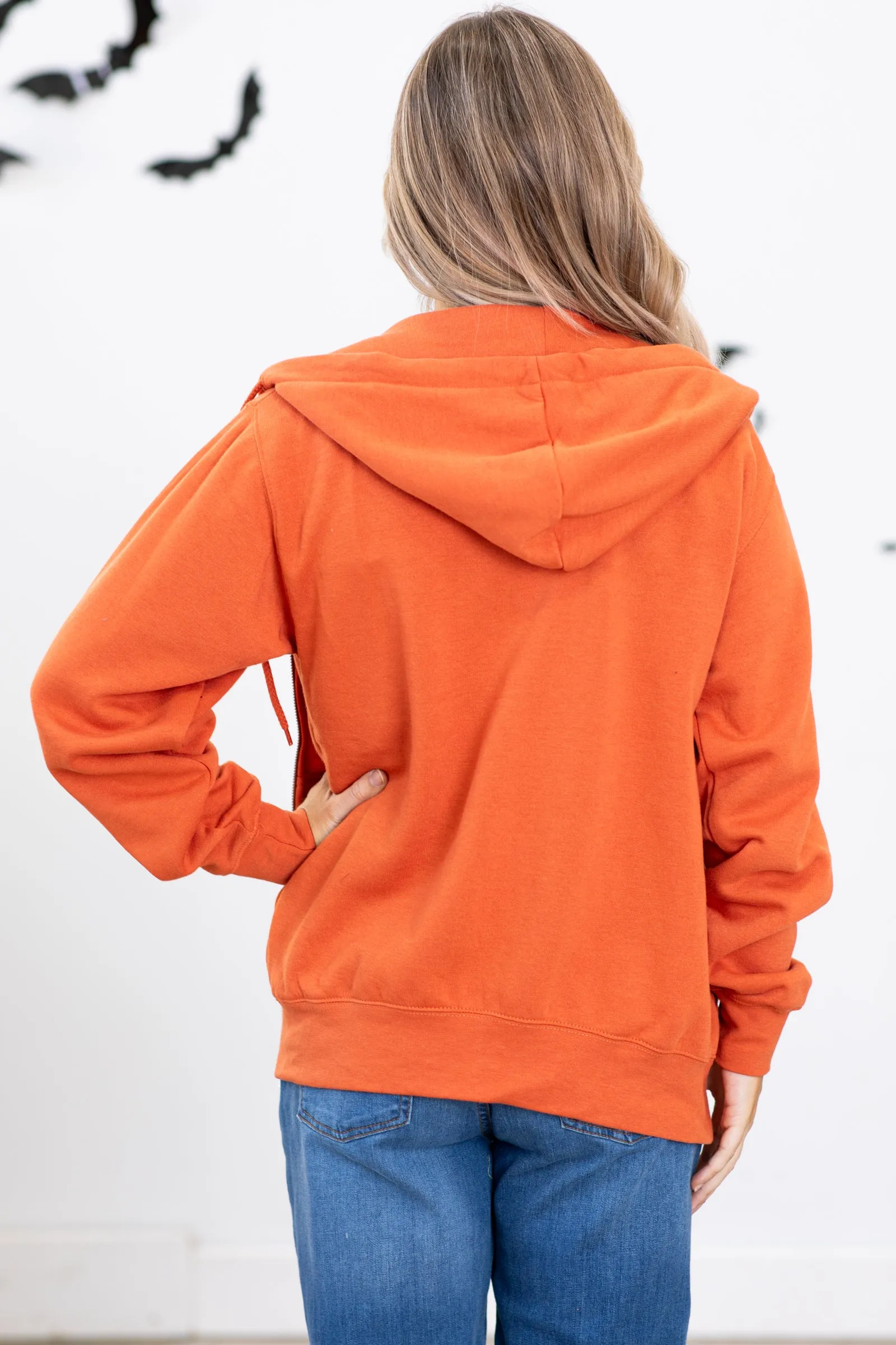Burnt Orange Boyfriend Fit Full Zip Hoodie