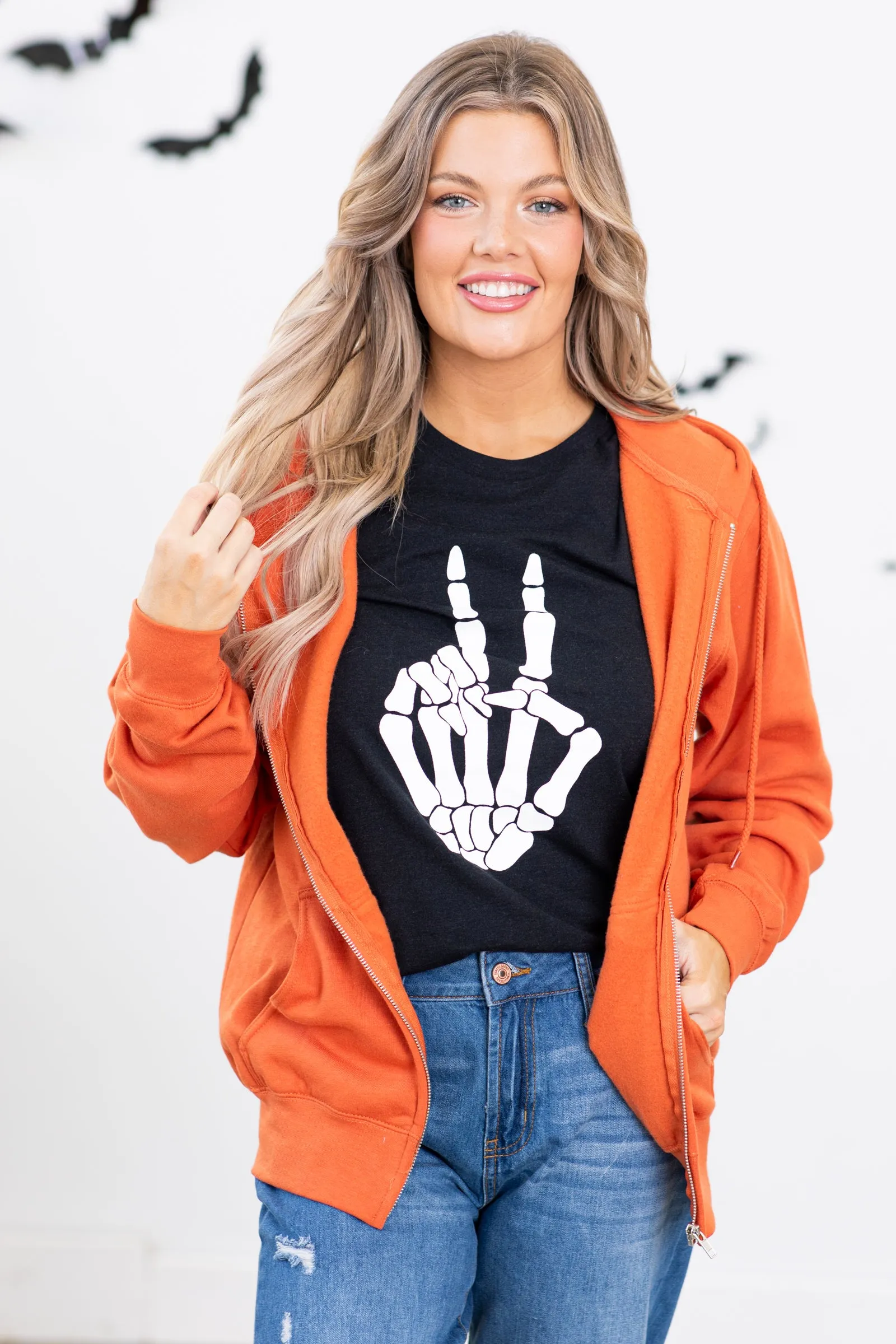 Burnt Orange Boyfriend Fit Full Zip Hoodie