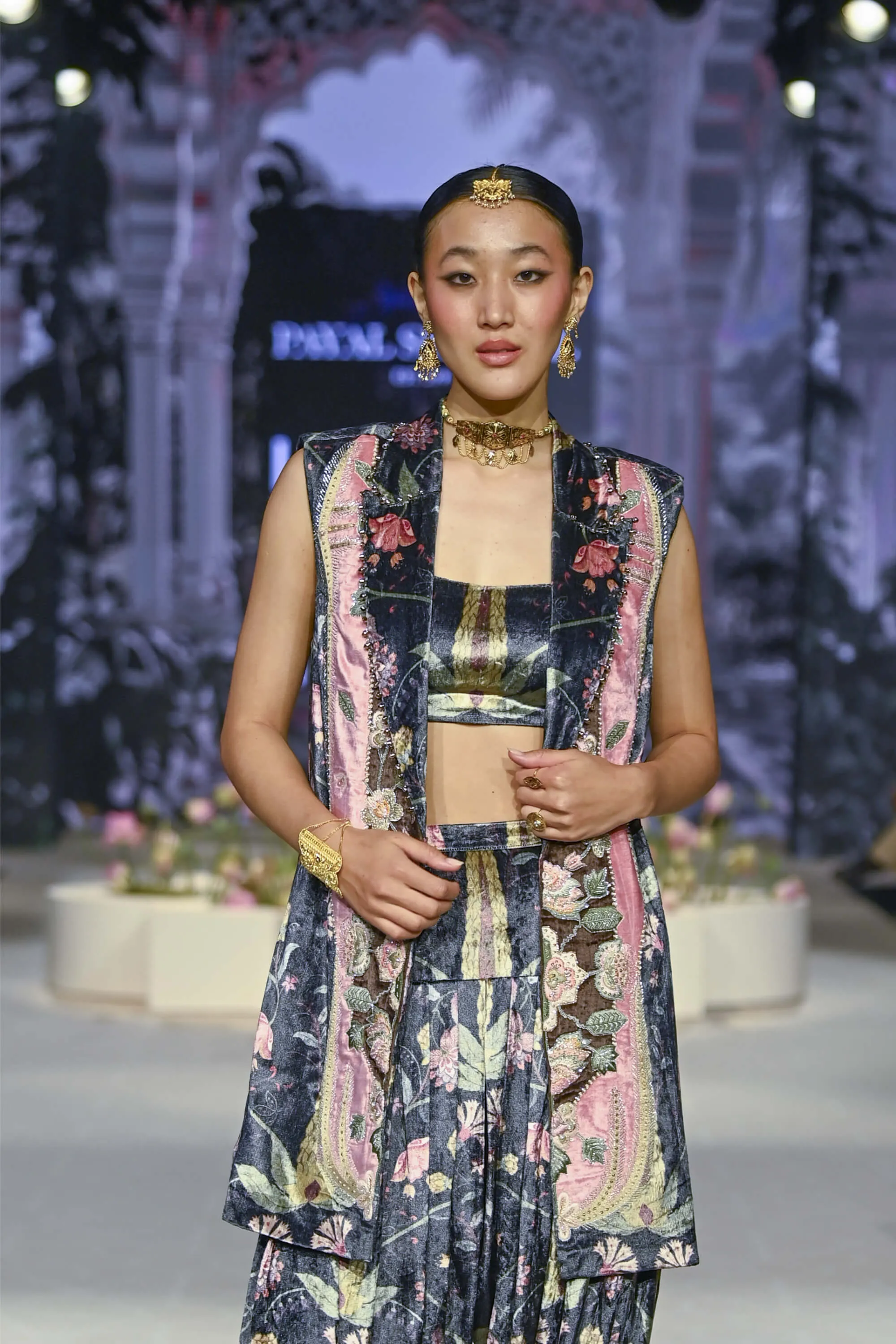 Bushra black embroidered blazer and salwar set