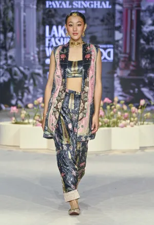 Bushra black embroidered blazer and salwar set