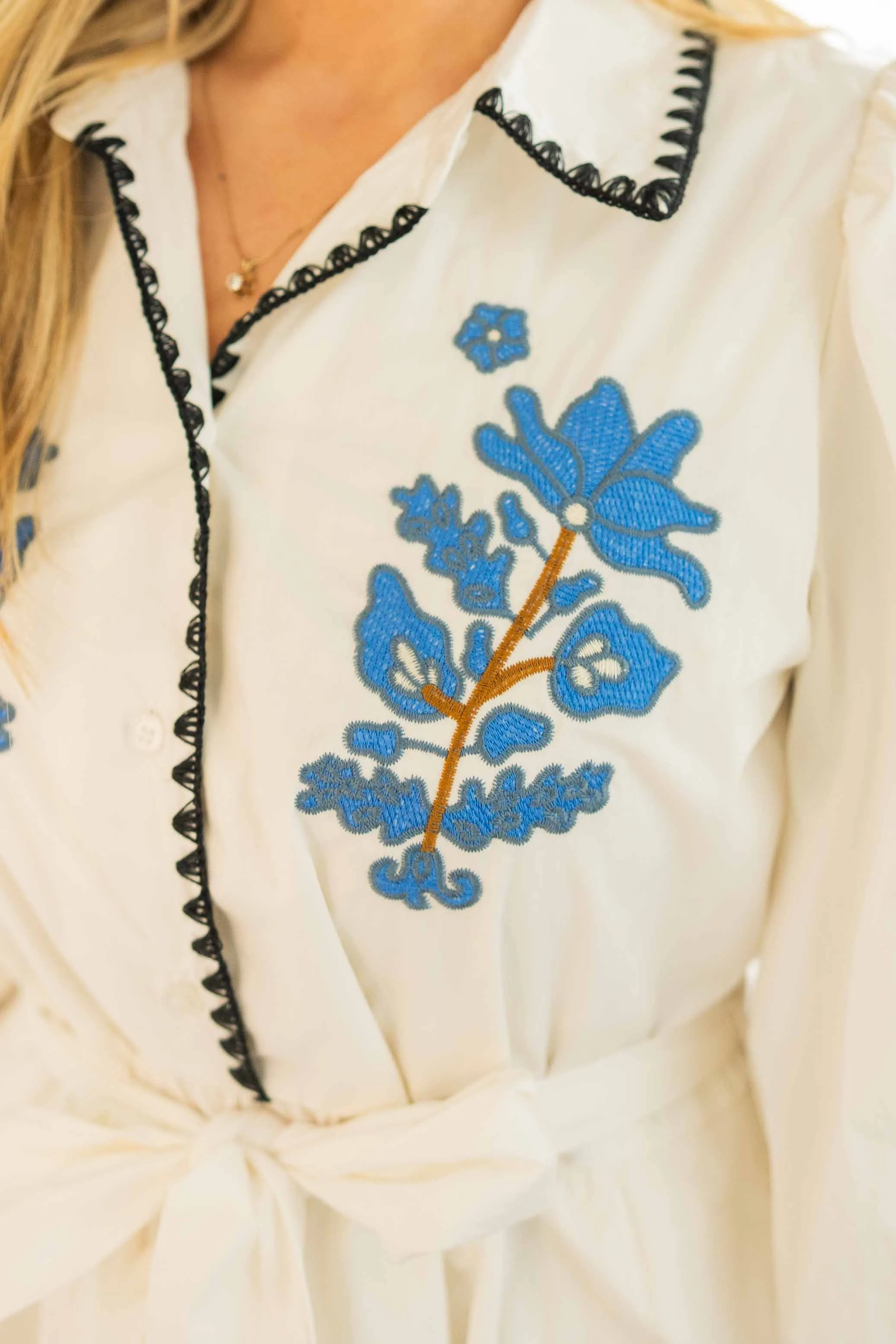 CAROLINE BLUEBONNET COTTON MINI DRESS