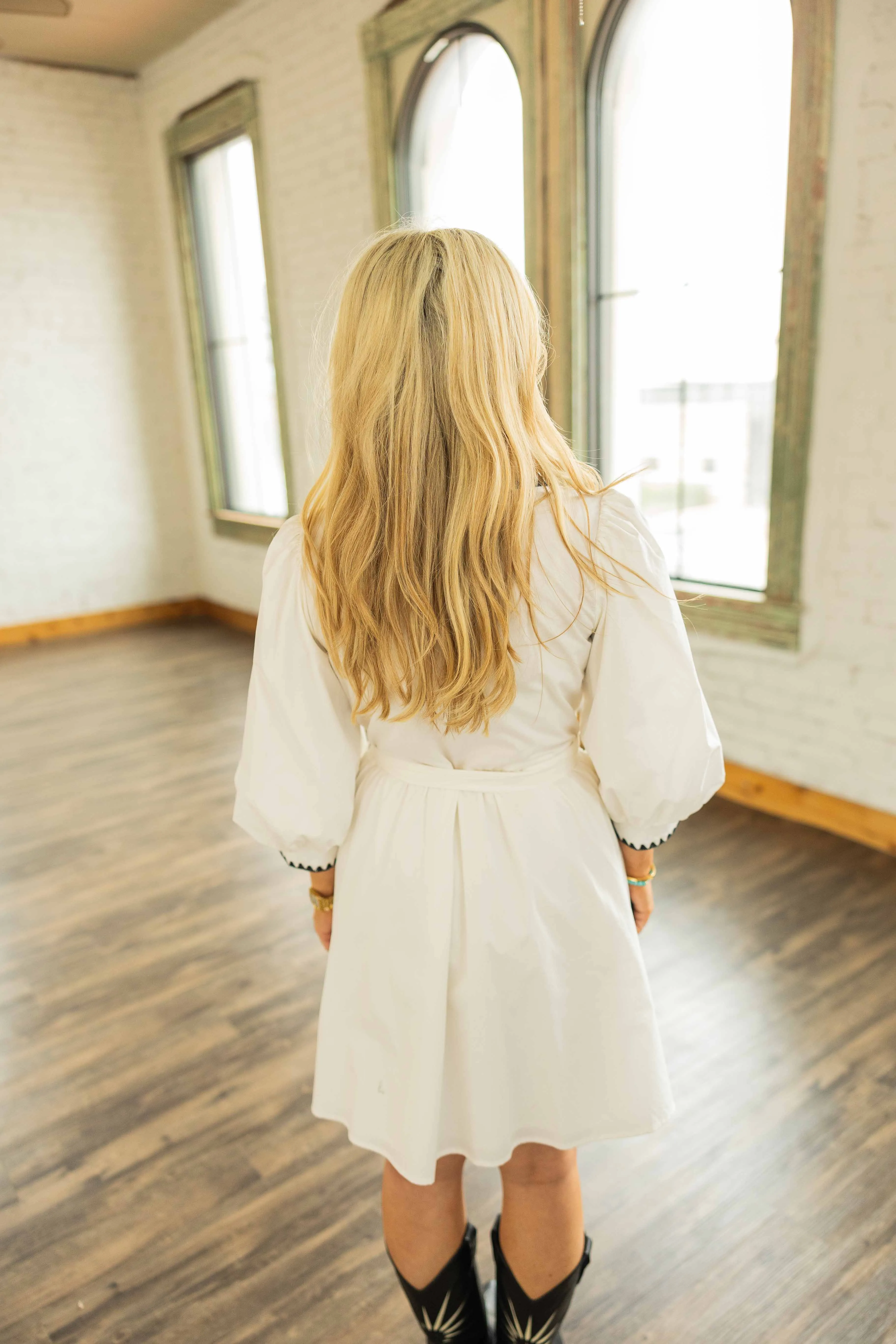 CAROLINE BLUEBONNET COTTON MINI DRESS