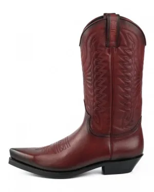Cowboy Boots Women and Men Handcrafted Dark Red Leather 1920-476 Texanas