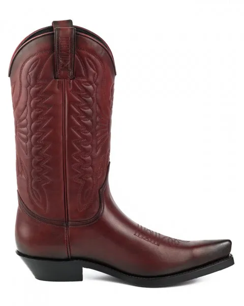 Cowboy Boots Women and Men Handcrafted Dark Red Leather 1920-476 Texanas