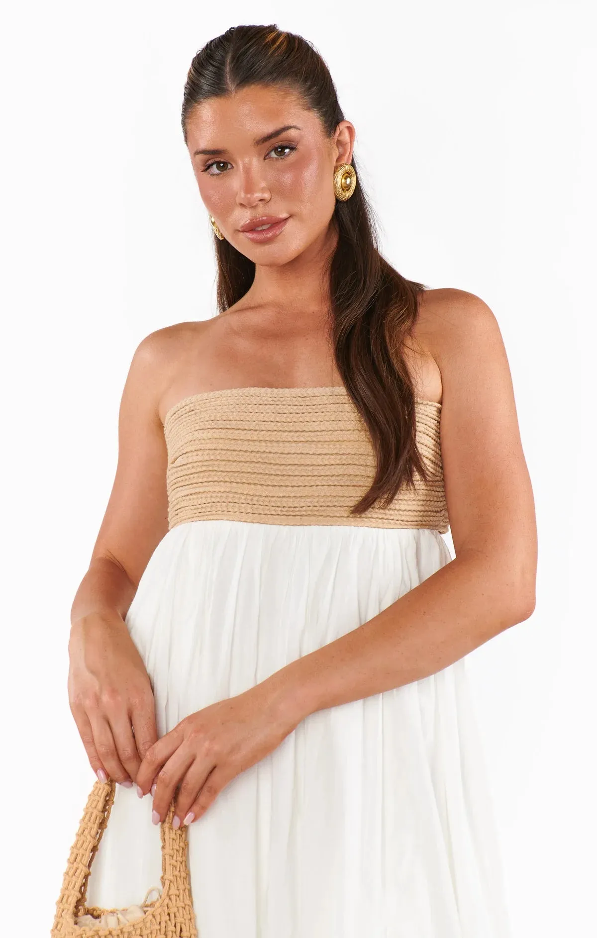 Dockside Maxi Dress White Voile With Twisted Rope