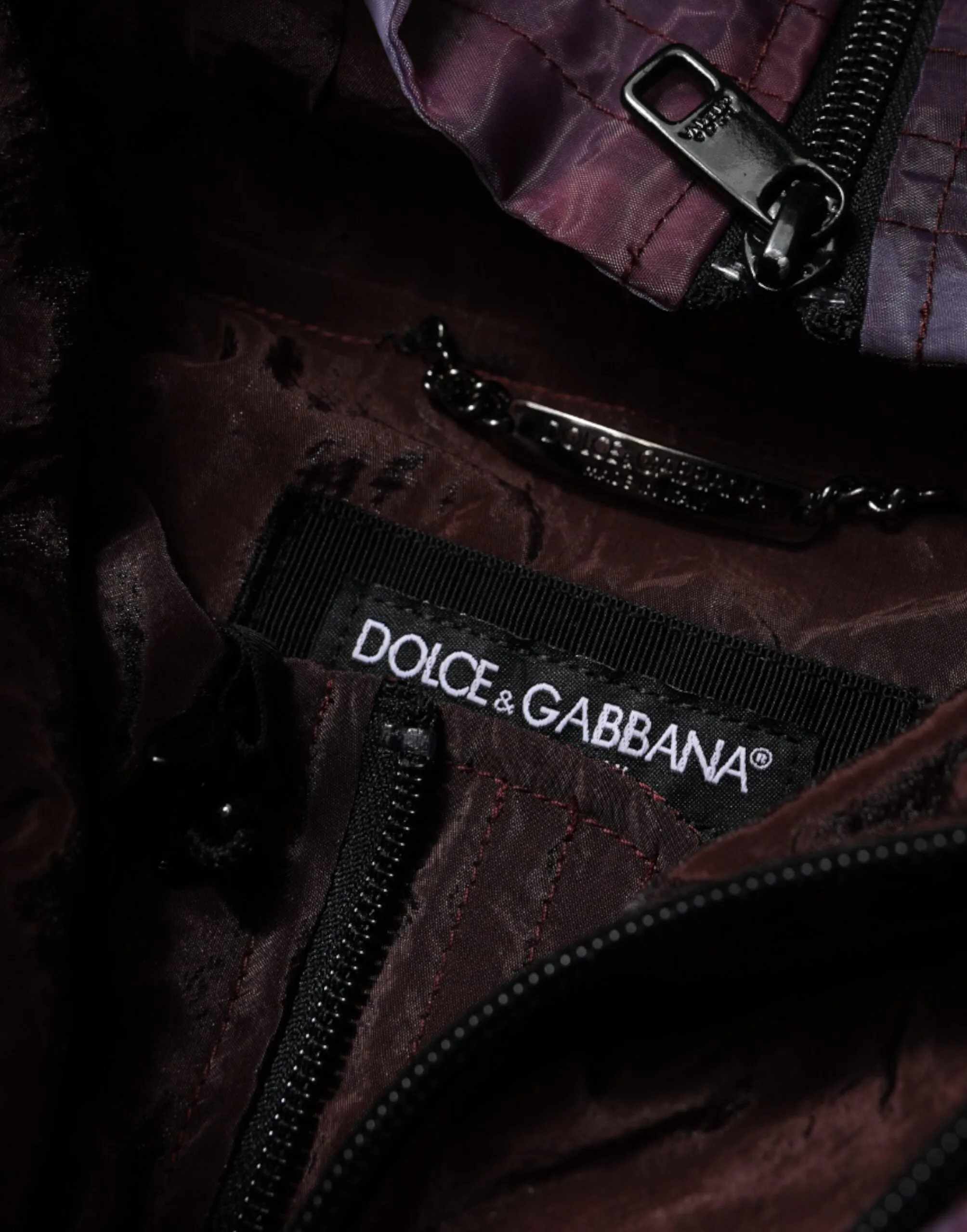Dolce&Gabbana Men Purple Blouson Jacket Nylon Camouflage Print Zip Hooded Bomber