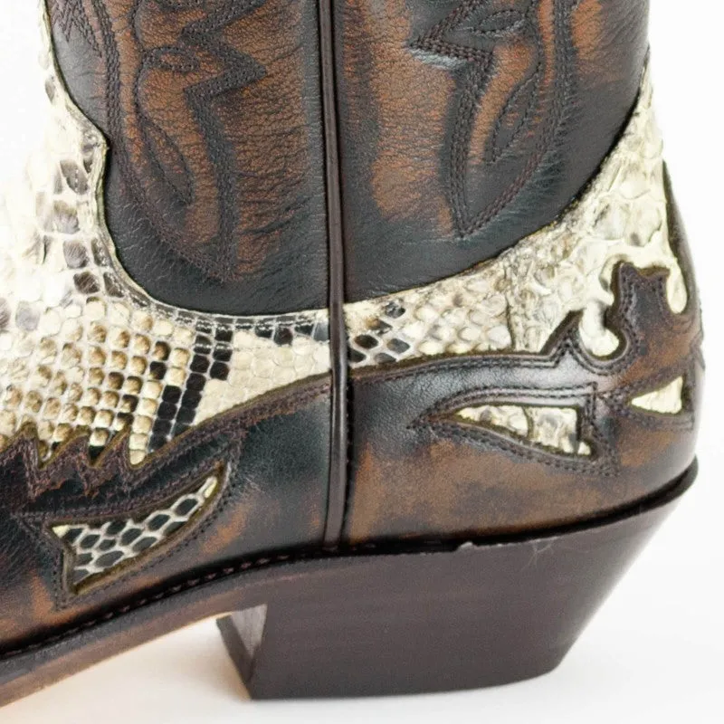 Exotic Handmade Brown and White Leather 1935-C Texan Cowboy Boots for Women and Men