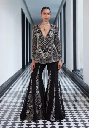 Fannie black embroidered blazer and sharara
