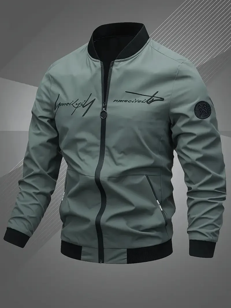 Fashionedge - Gestickte Herren Bomberjacke in Schwarz