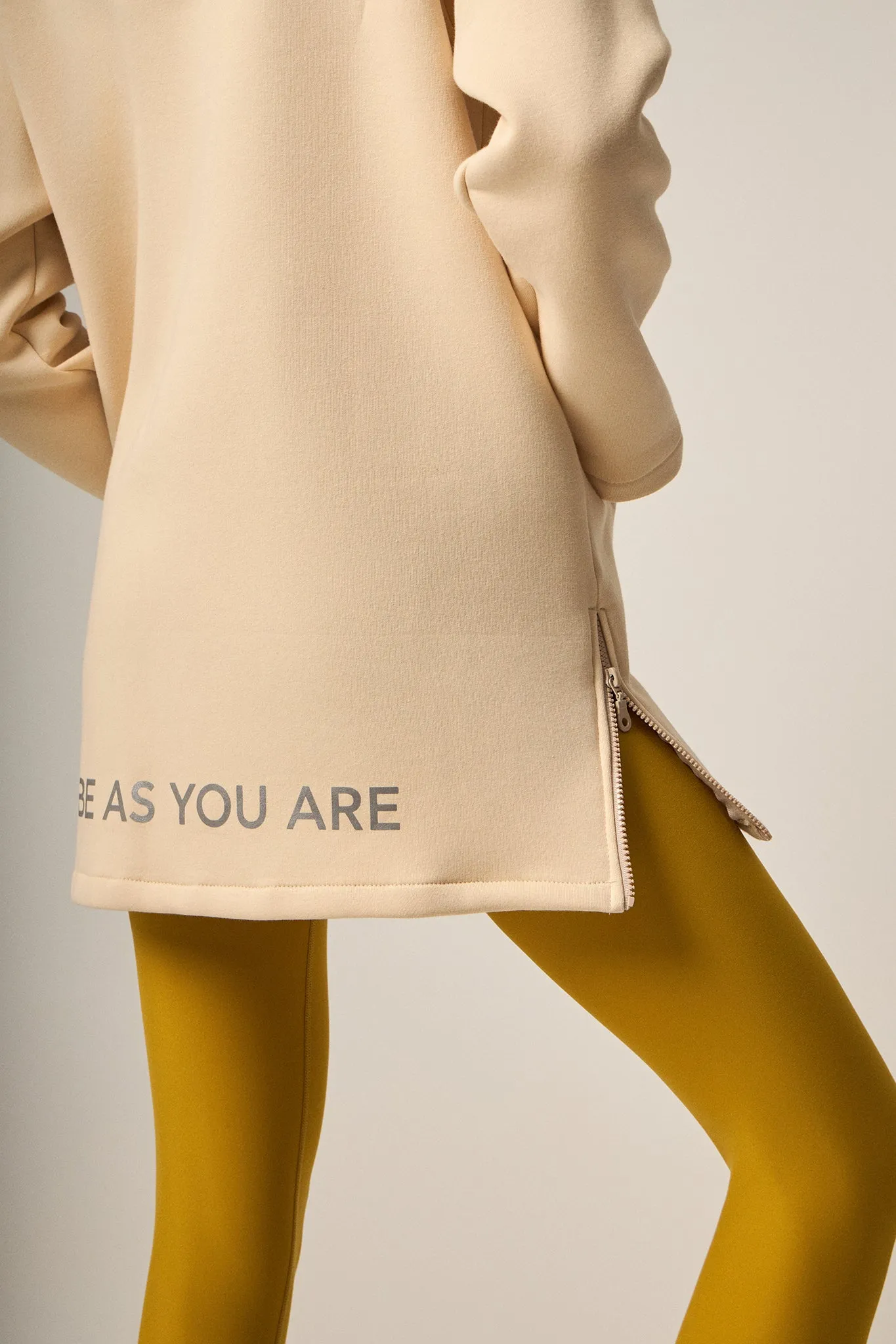 Fleece Τζάκετ με κουκούλα | Beige