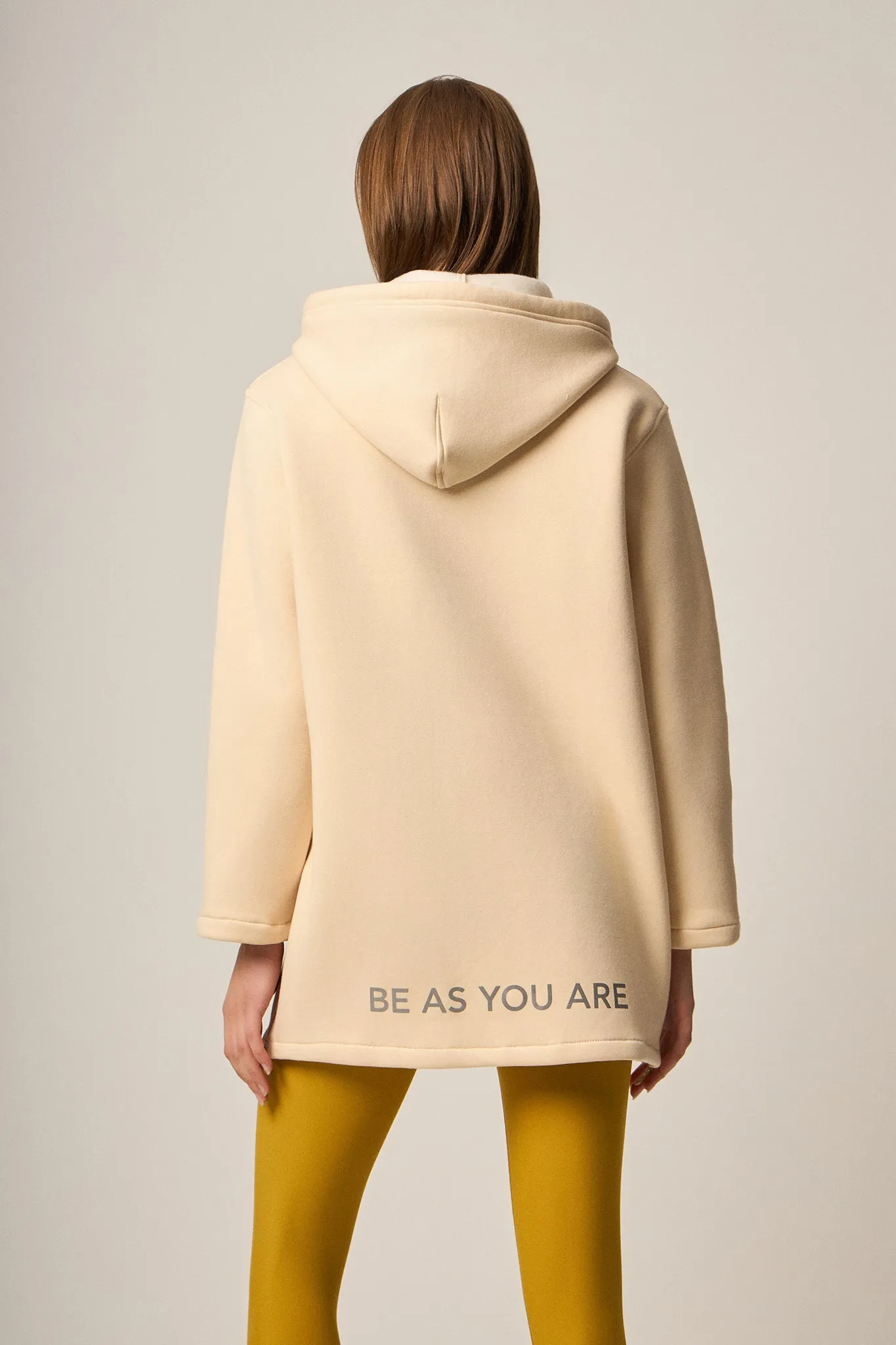 Fleece Τζάκετ με κουκούλα | Beige