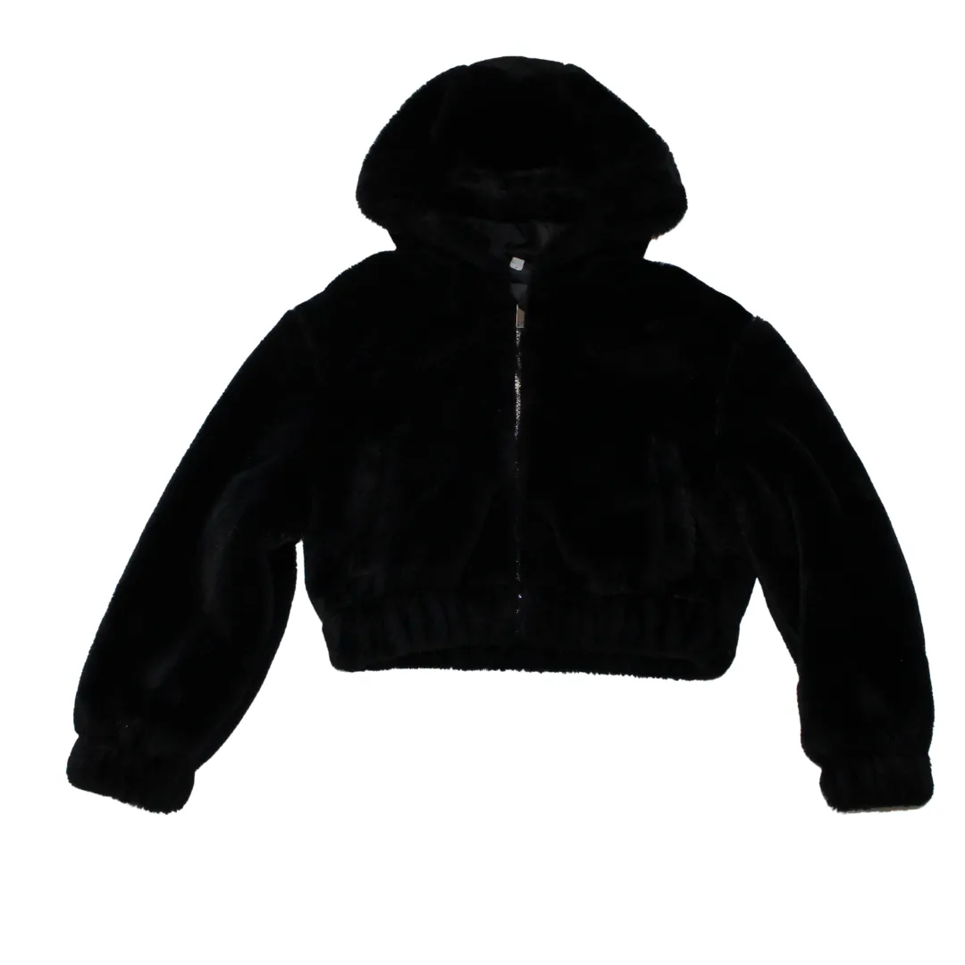 Fluffy Black Hooded Jacket