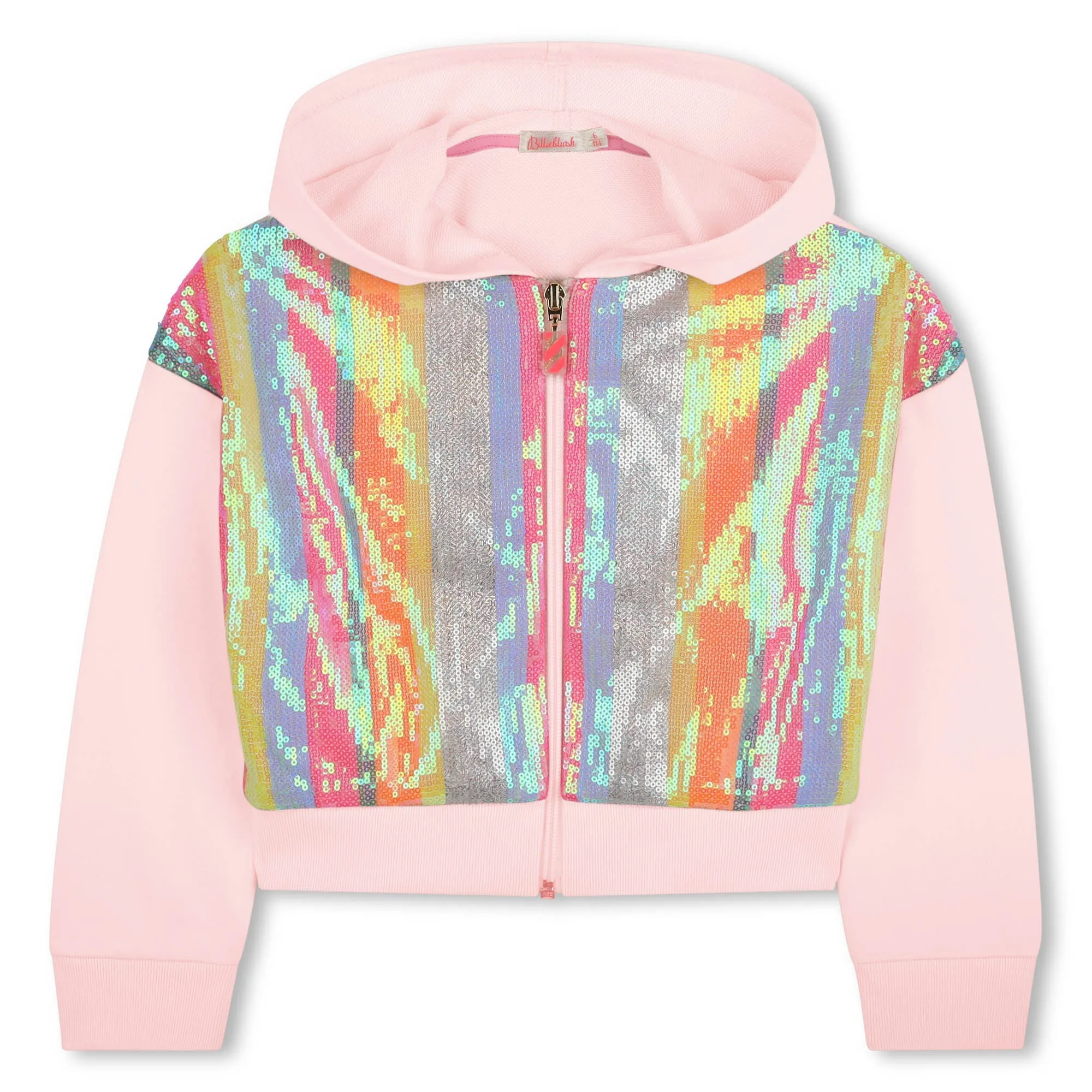 Girls Pink Sequin Hooded Cardigan
