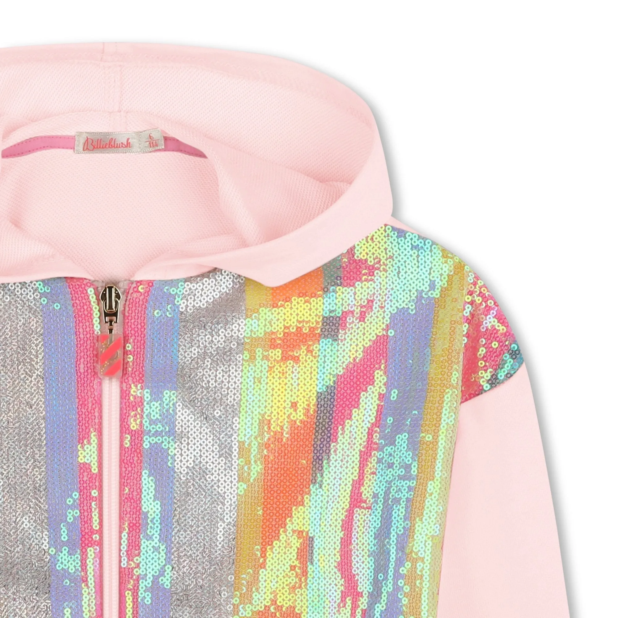 Girls Pink Sequin Hooded Cardigan