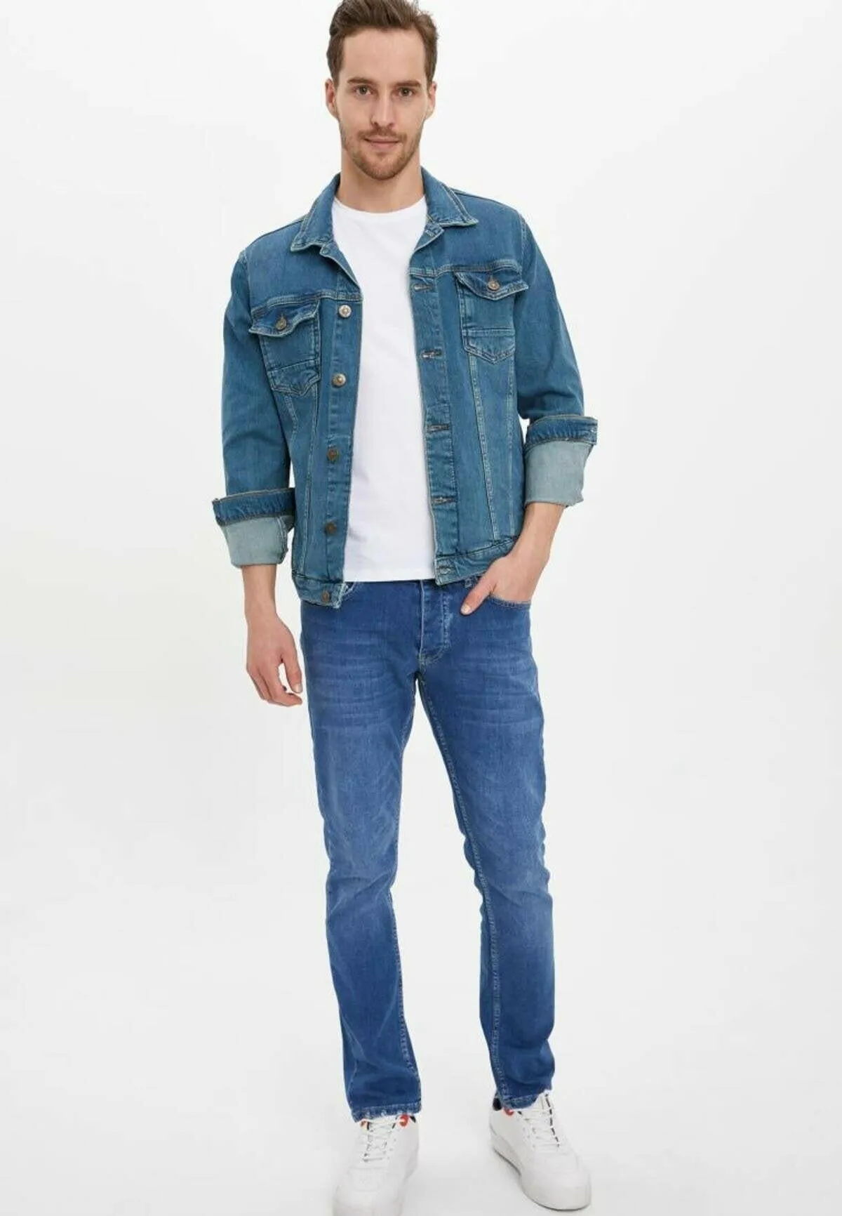 HB Mens Denim Jacket Stretchable Fine Lycra