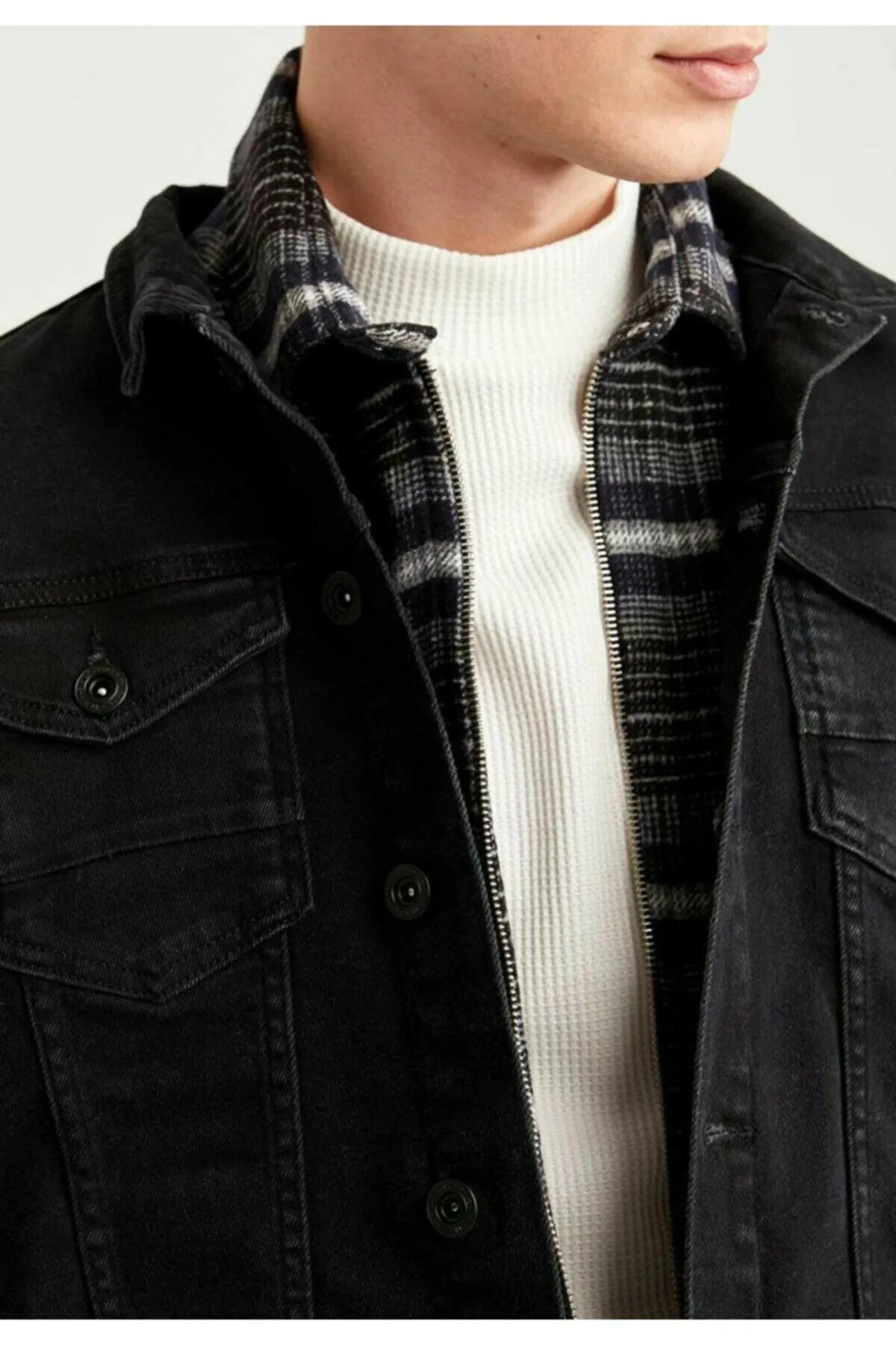 HB Mens Denim Jacket Stretchable Fine Lycra