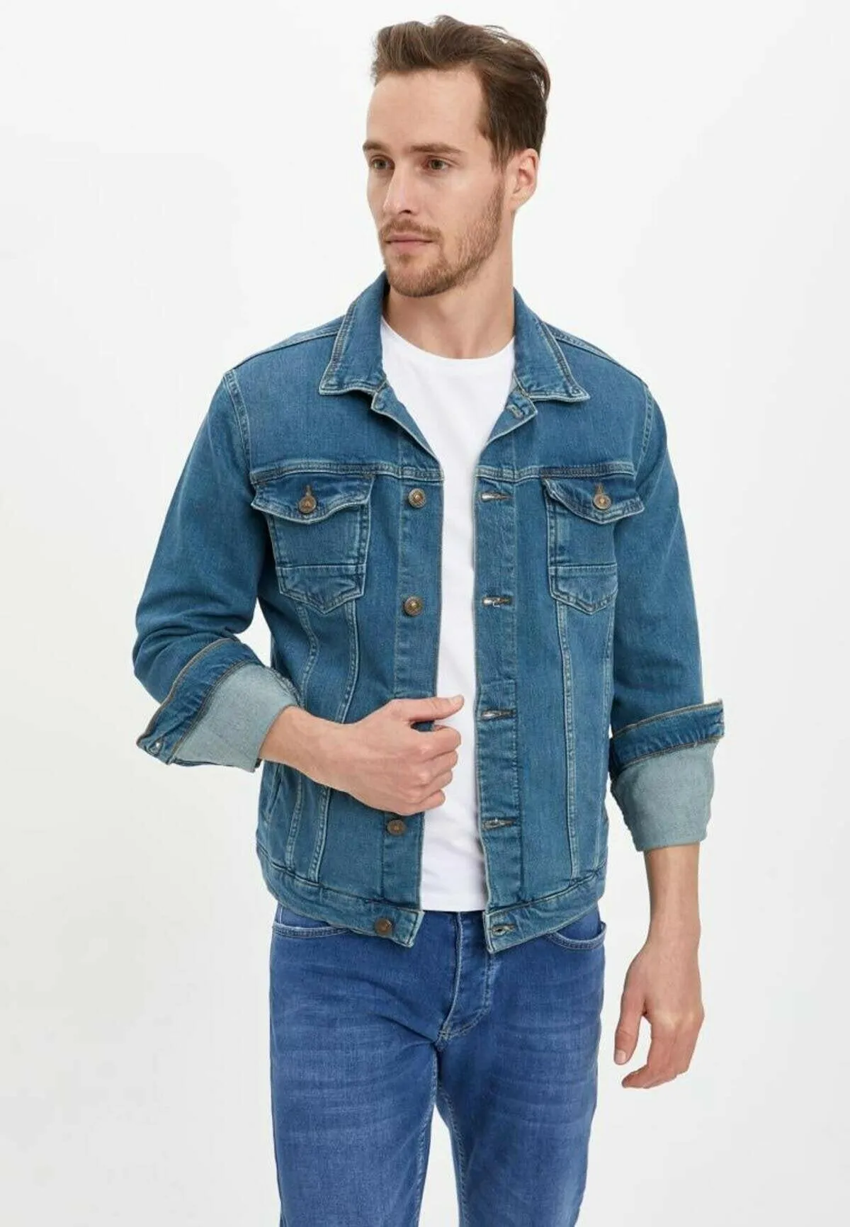 HB Mens Denim Jacket Stretchable Fine Lycra