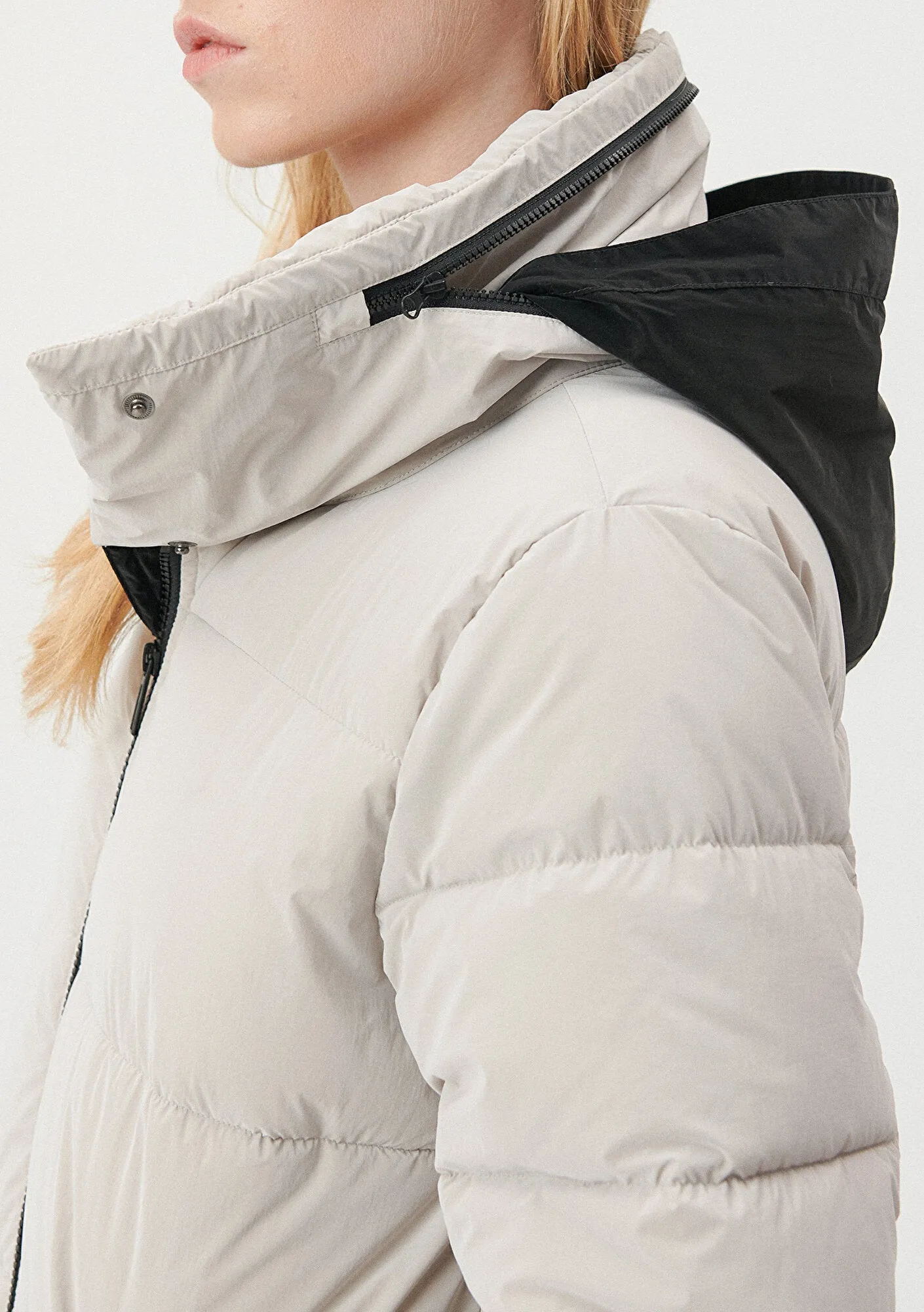 High Collar Grey Long Puffer Jacket