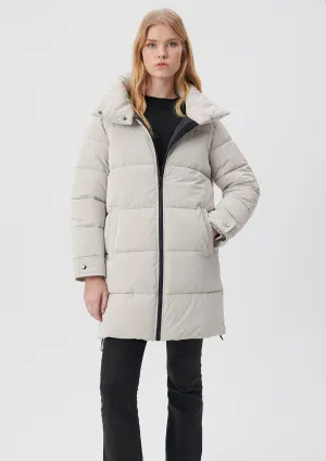 High Collar Grey Long Puffer Jacket