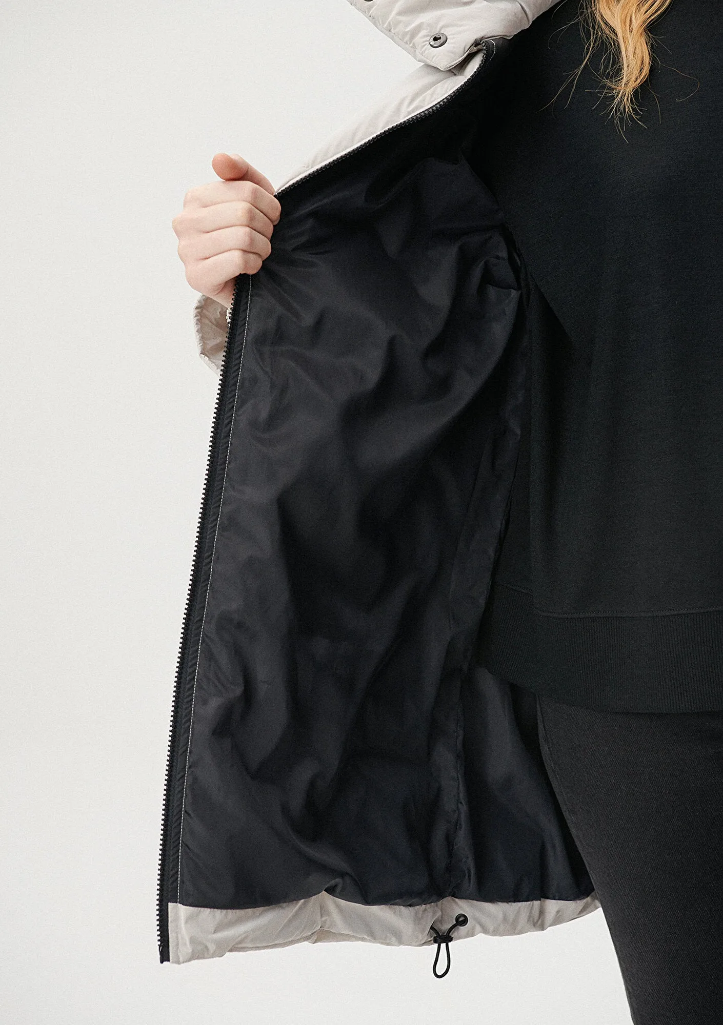 High Collar Grey Long Puffer Jacket