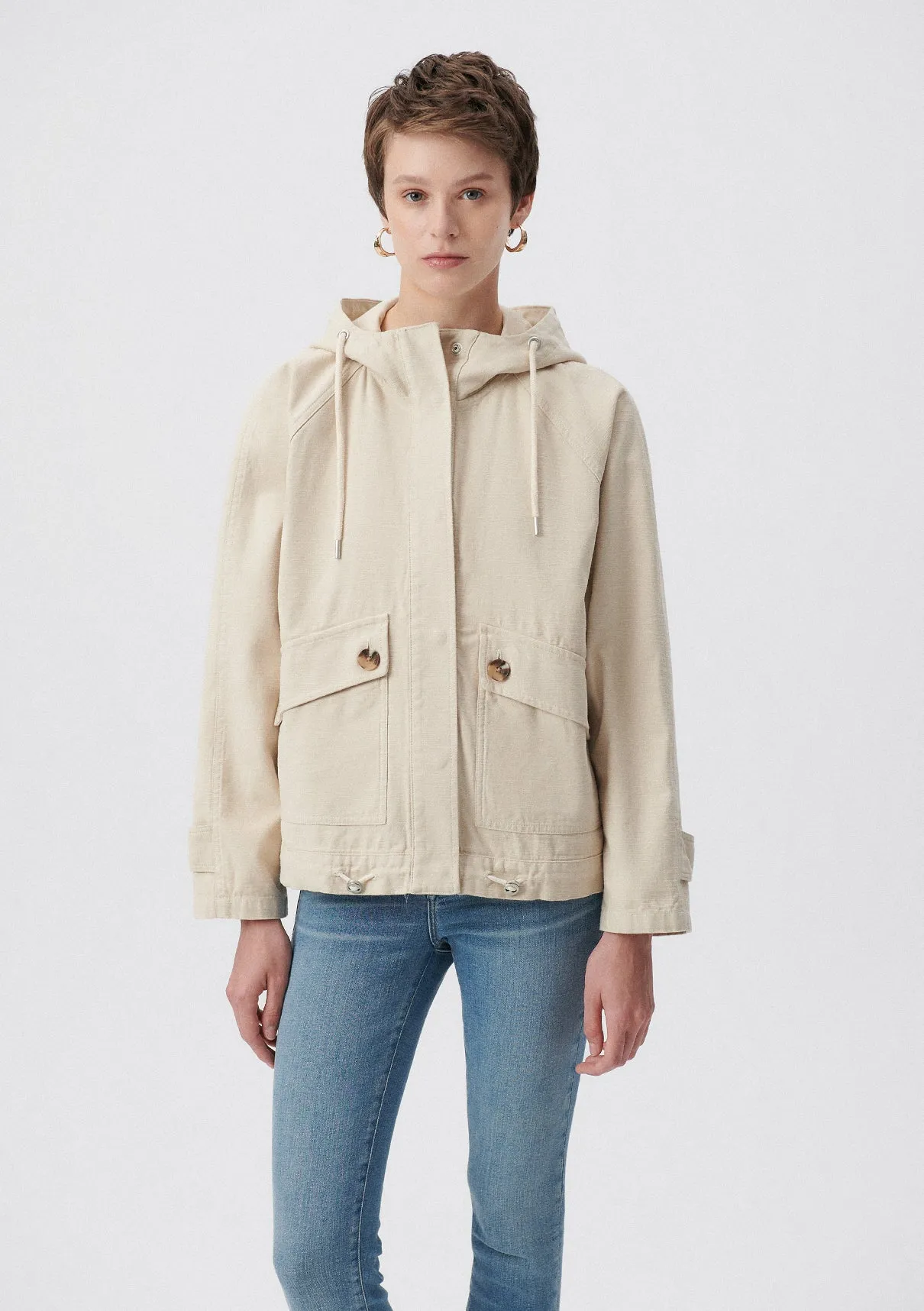 Hooded Beige Jacket