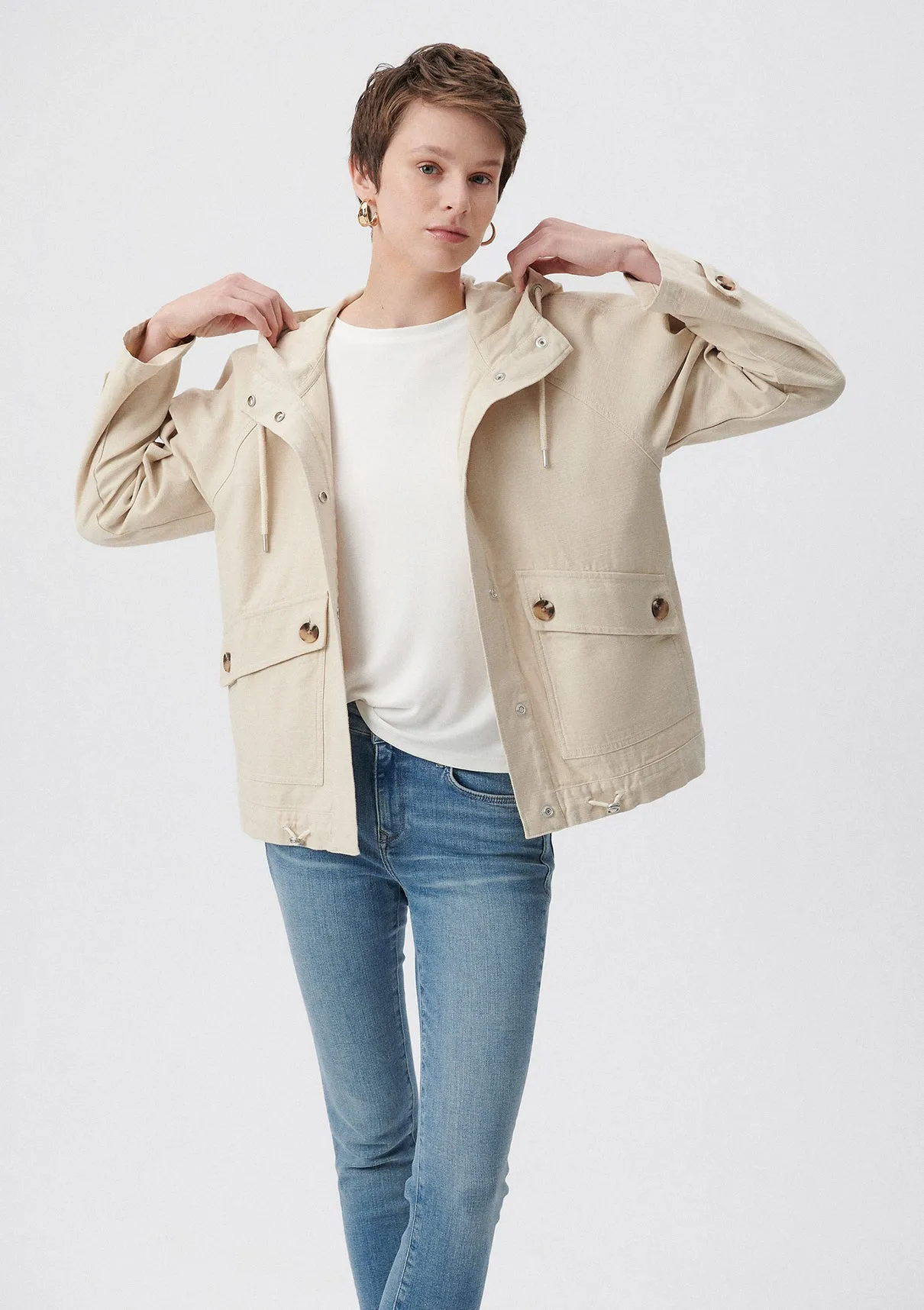 Hooded Beige Jacket