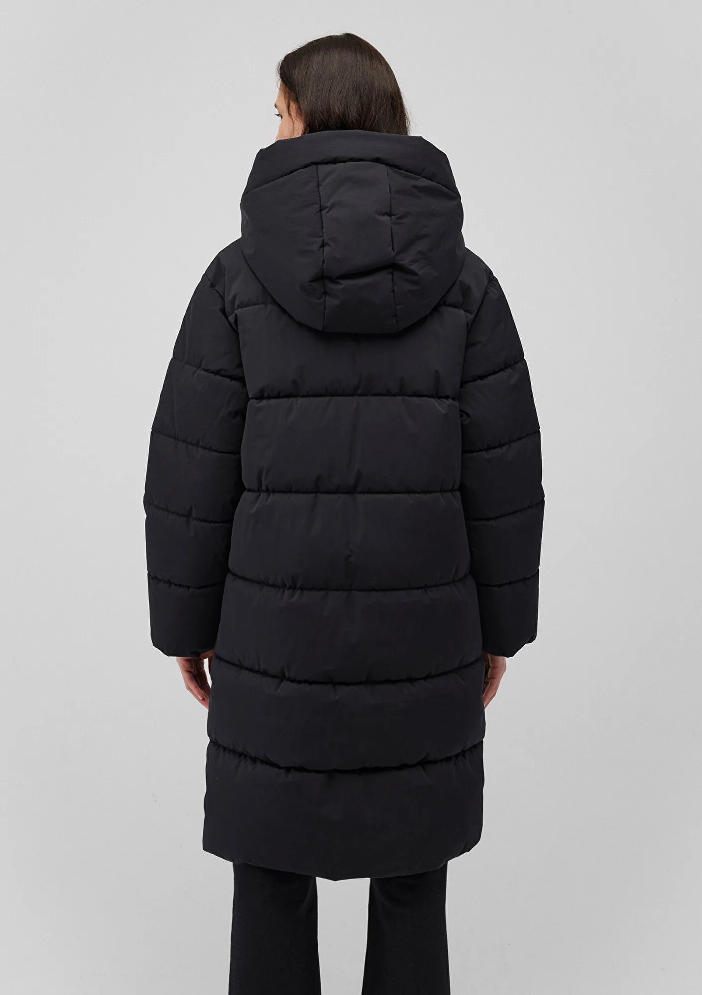 Hooded Black Long Puffer Jacket