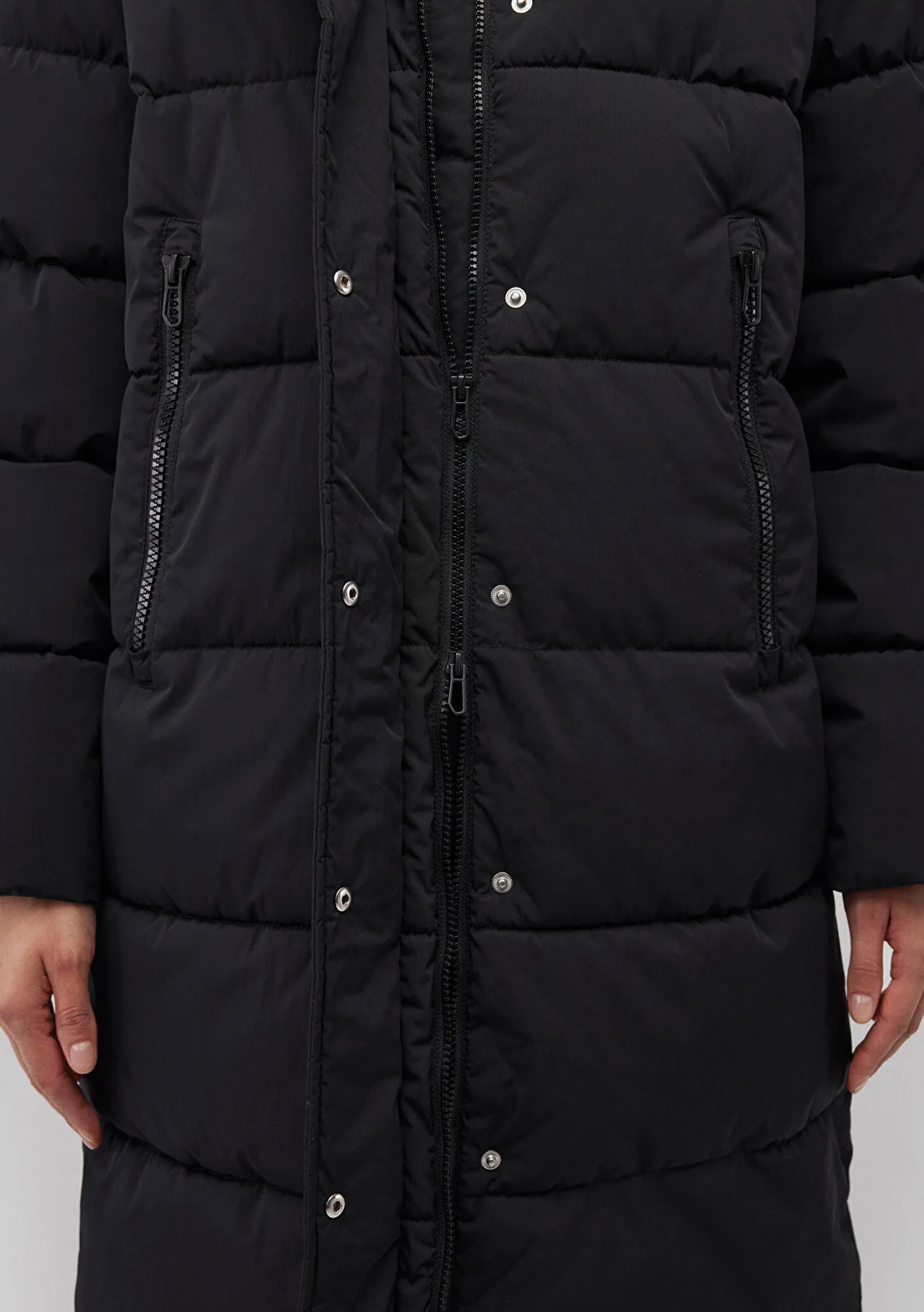 Hooded Black Long Puffer Jacket