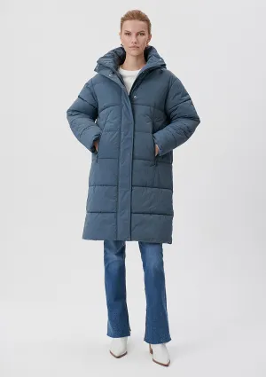 Hooded Blue Long Puffer Jacket