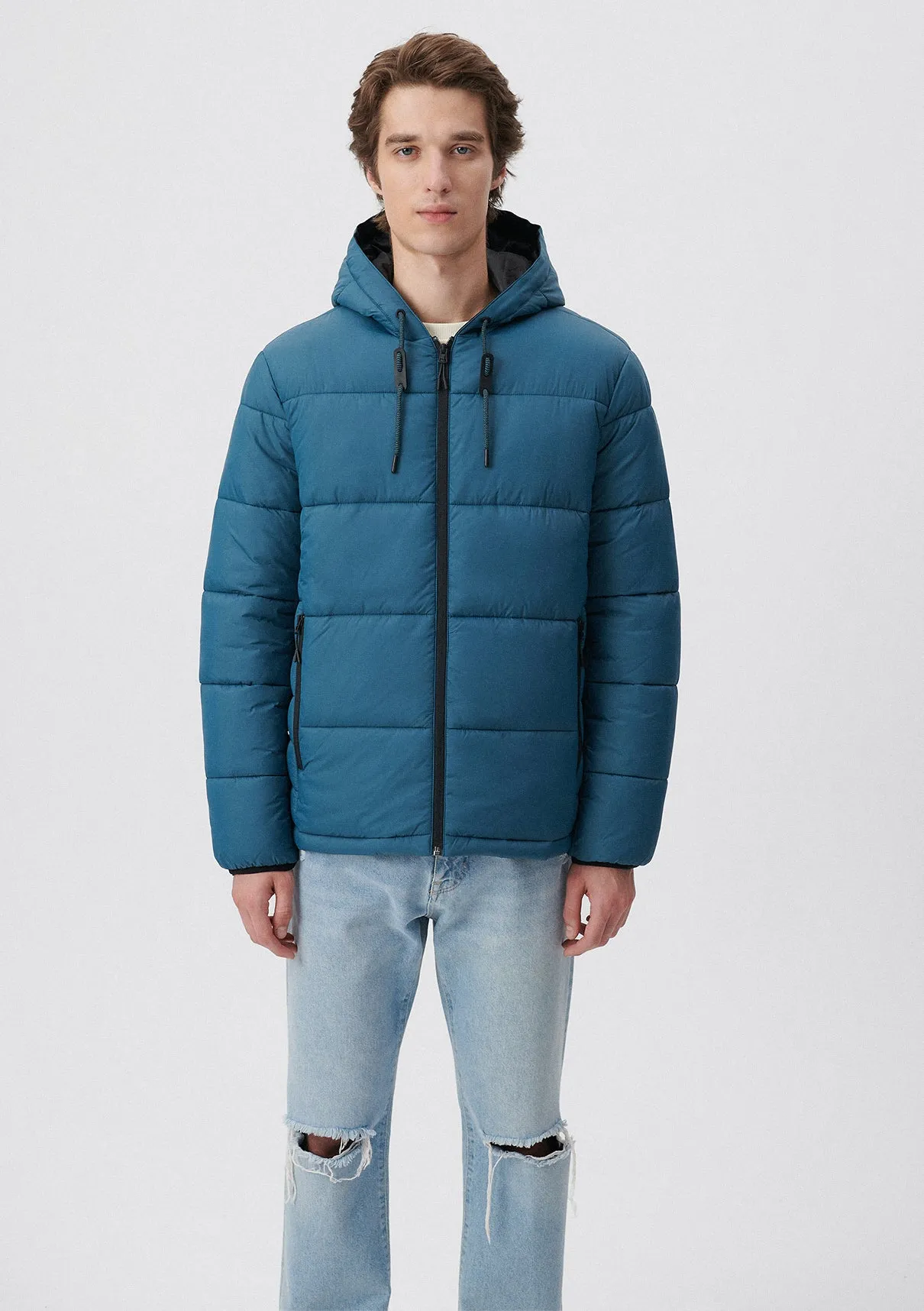Hooded Navy Puffer Jacket