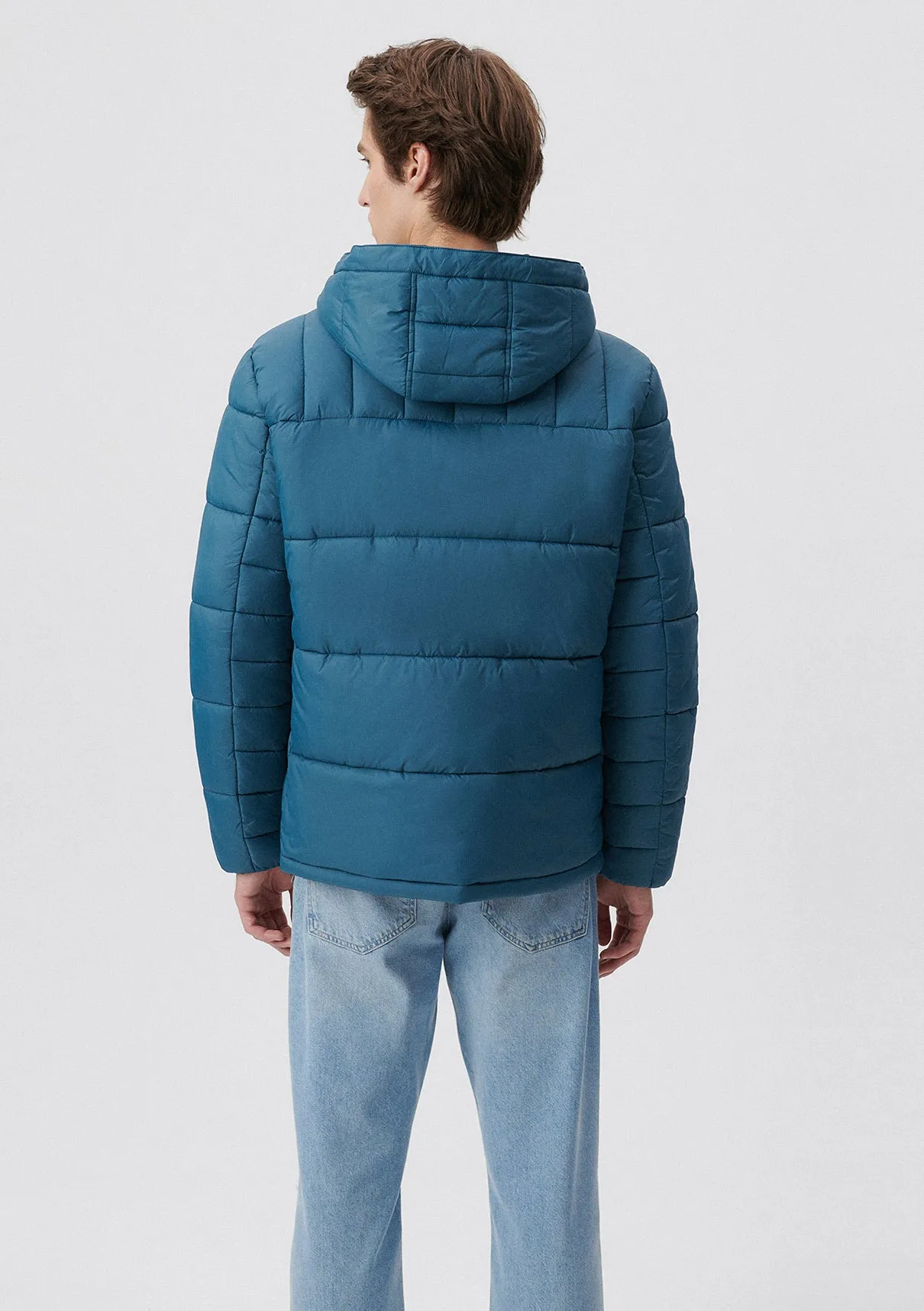 Hooded Navy Puffer Jacket