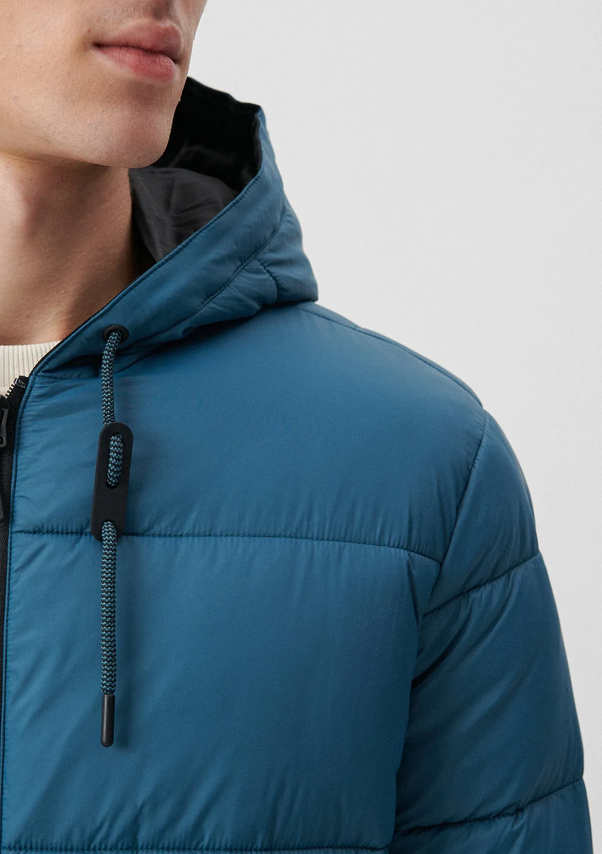 Hooded Navy Puffer Jacket